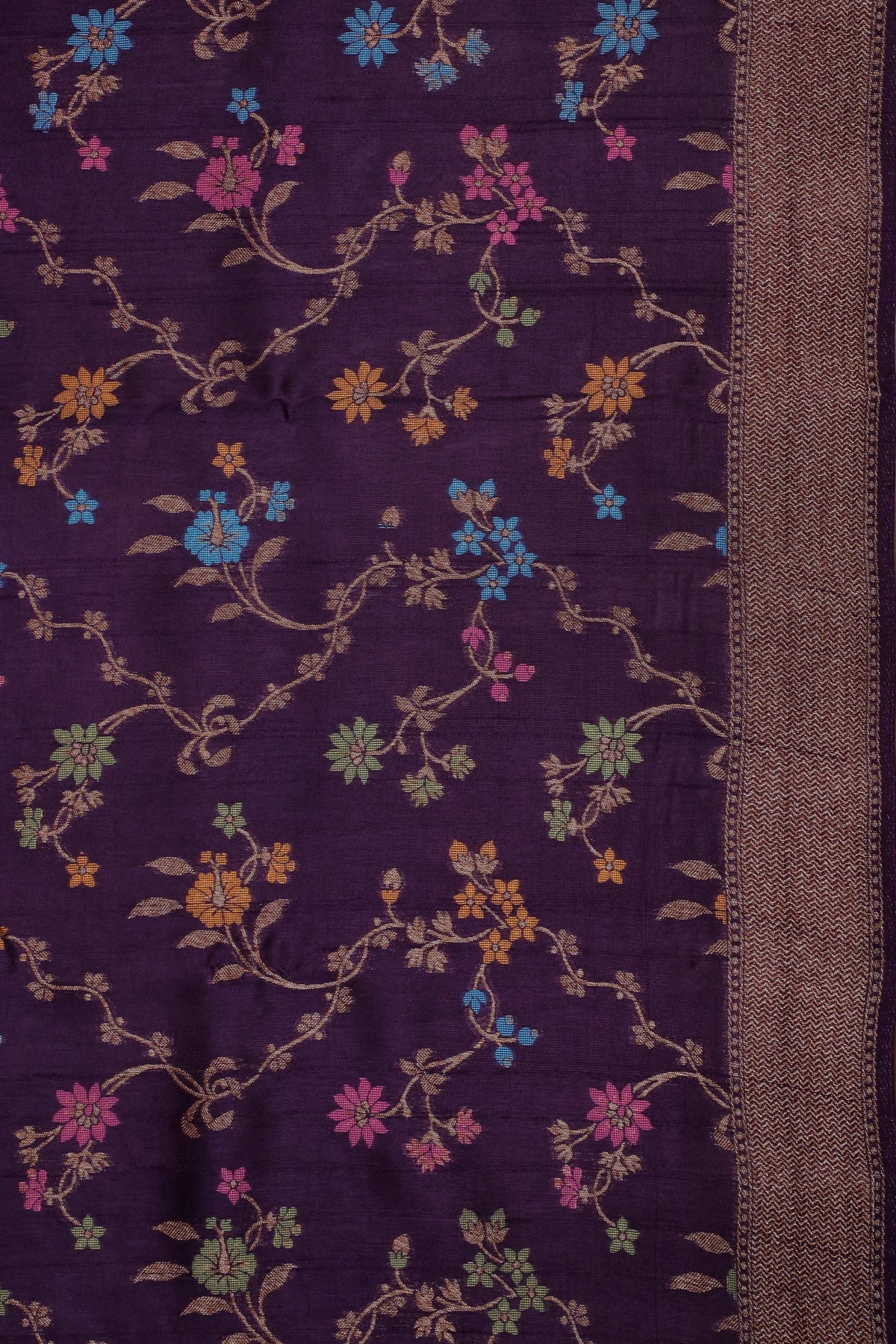 Purple Powerloom Tussar Dupion Semi Silk Saree