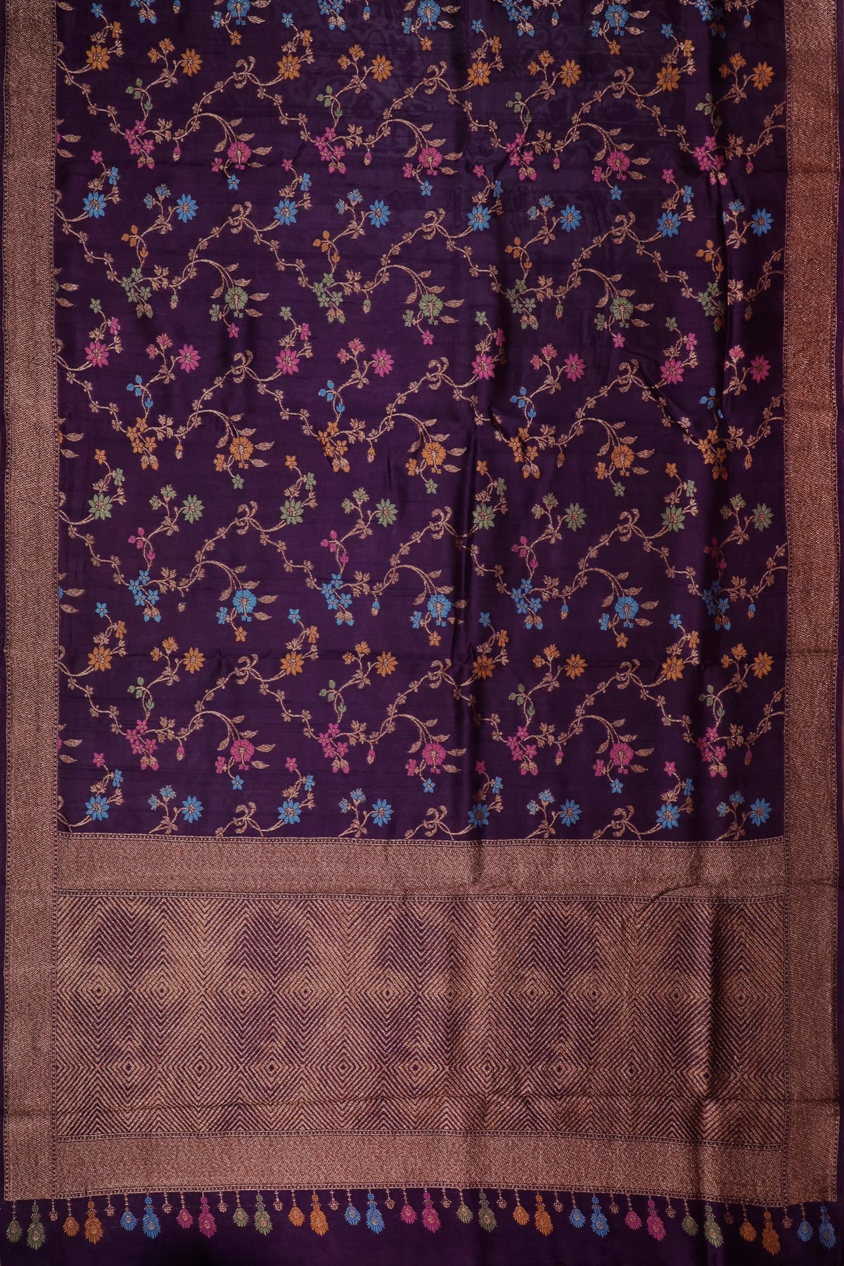 Purple Powerloom Tussar Dupion Semi Silk Saree