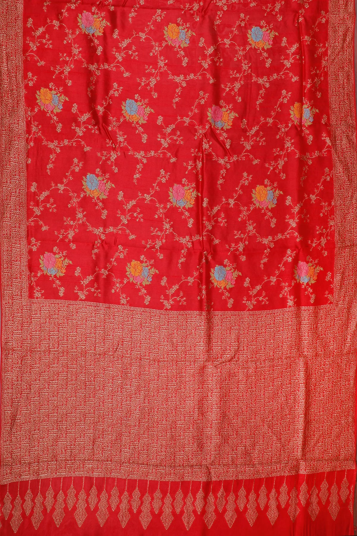Red Powerloom Tussar Dupion Semi Silk Saree