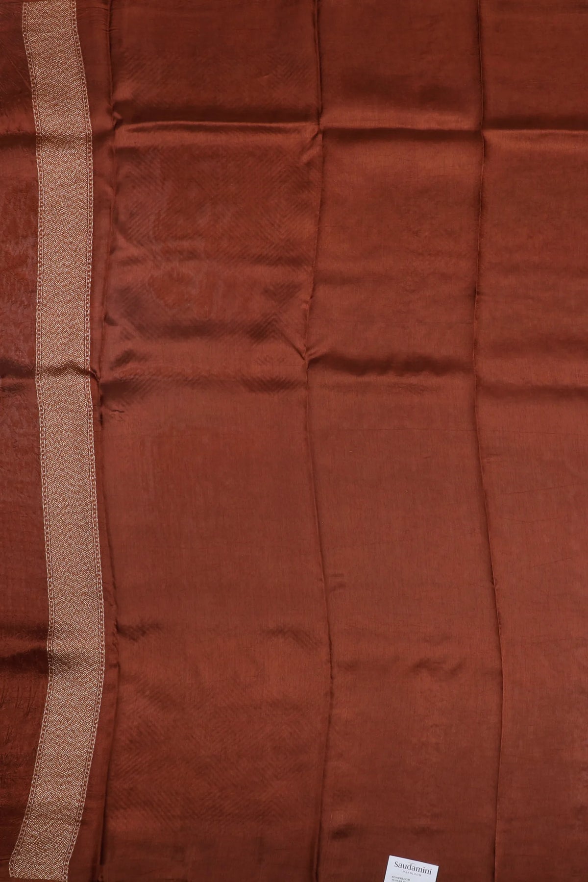 Brown Powerloom Tussar Dupion Semi Silk Saree