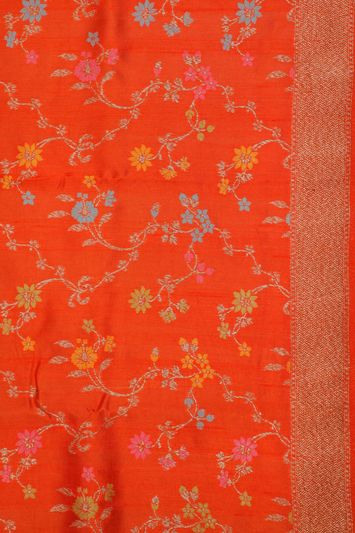Orange Powerloom Tussar Dupion Semi Silk Saree
