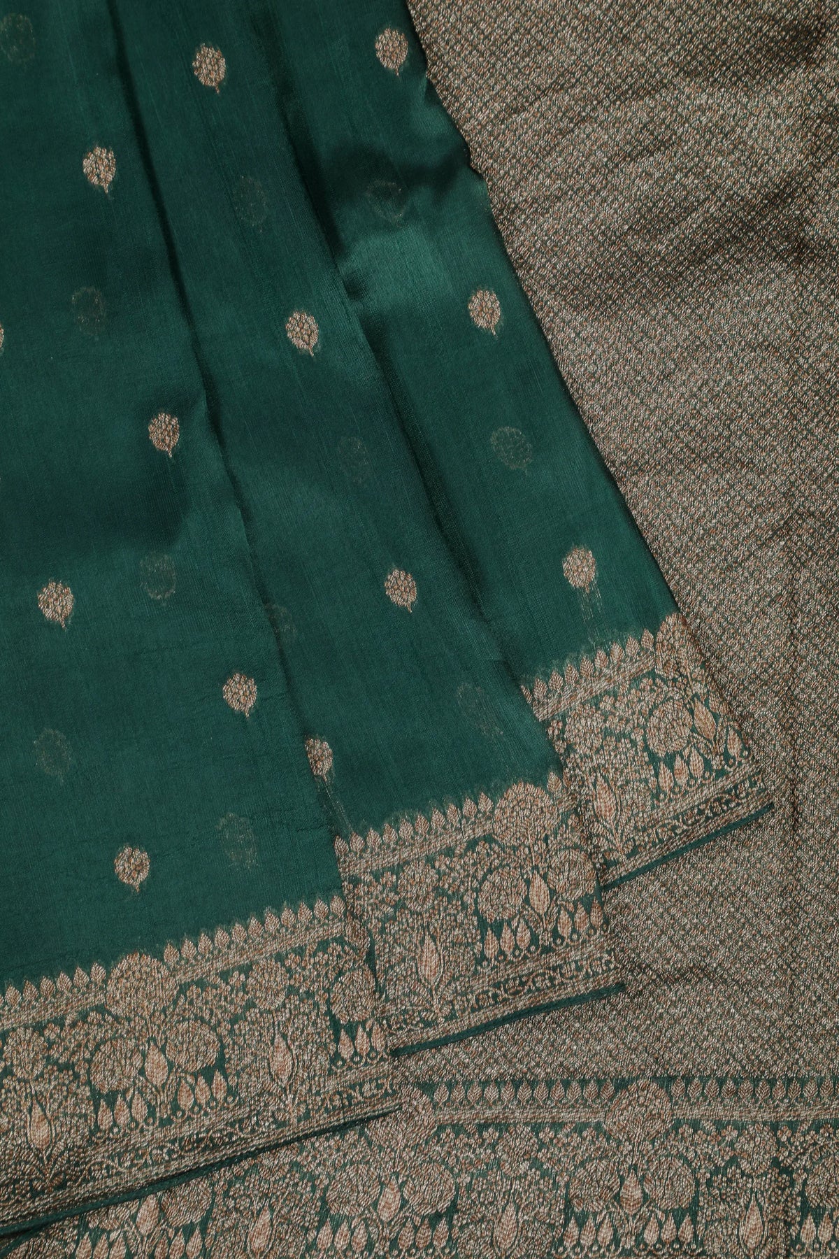 Green Powerloom Tussar Dupion Semi Silk Saree