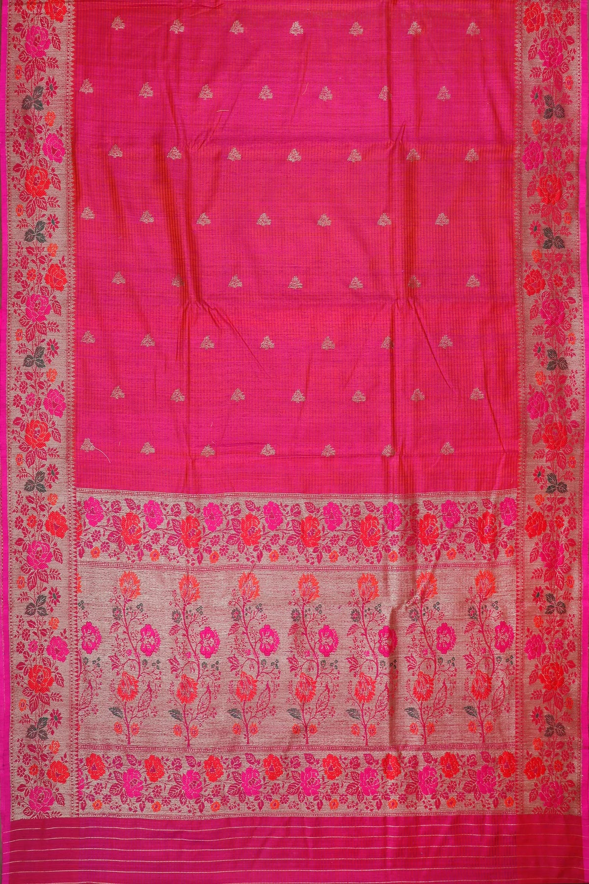 Pink Handloom Benarasi Dupion Ahimsa Silk Saree - Kadhua Weave