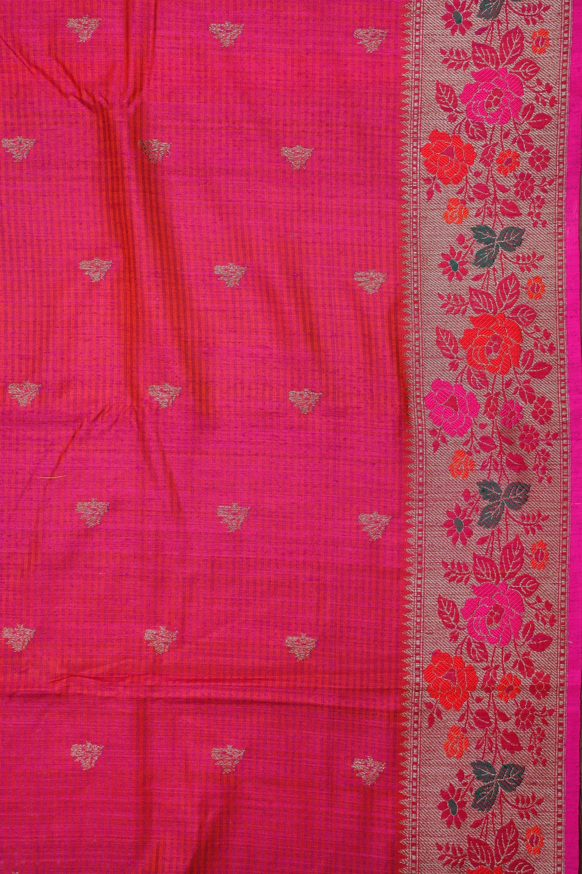 Pink Handloom Benarasi Dupion Ahimsa Silk Saree - Kadhua Weave