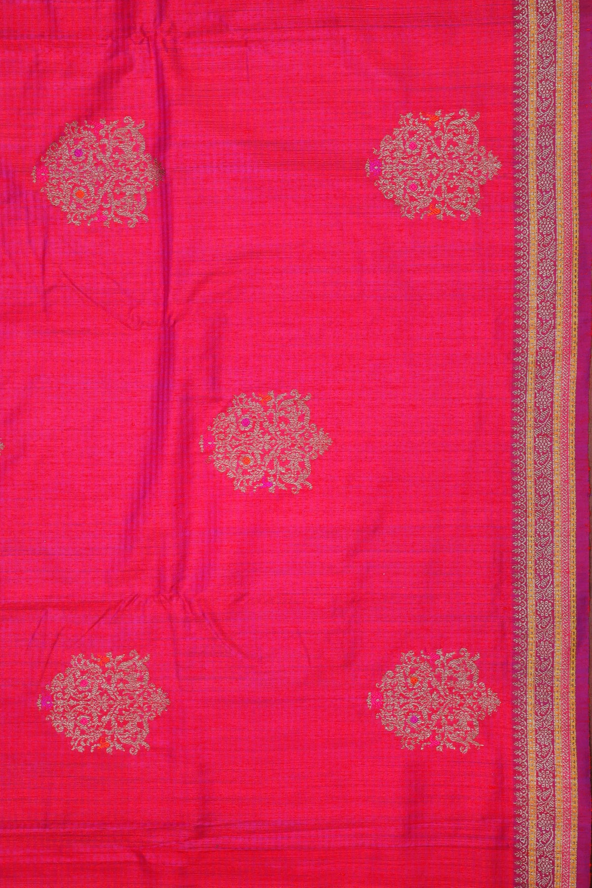 Raani Pink Handloom Benarasi Dupion Ahimsa Silk Saree - Kadhua Weave