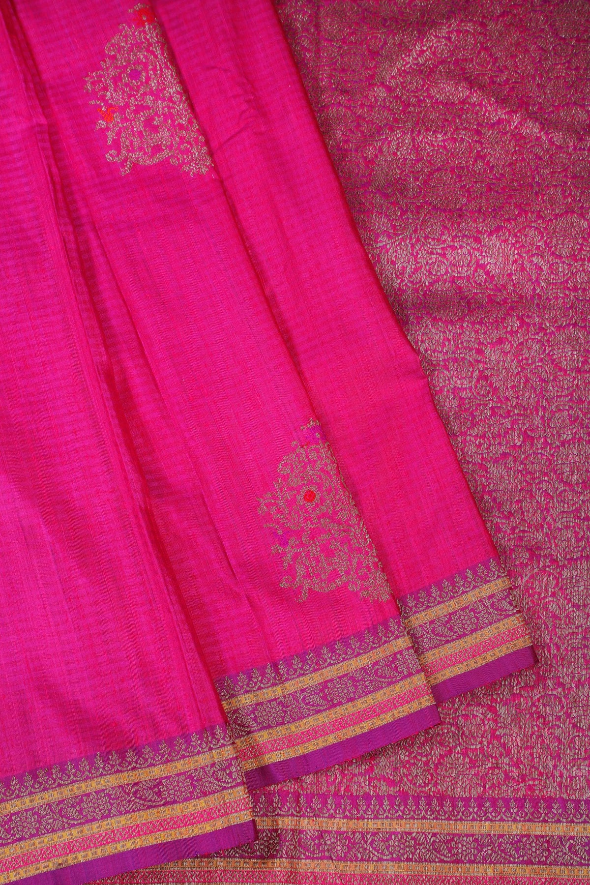 Purple Handloom Benarasi Dupion Ahimsa Silk Saree - Kadhua Weave