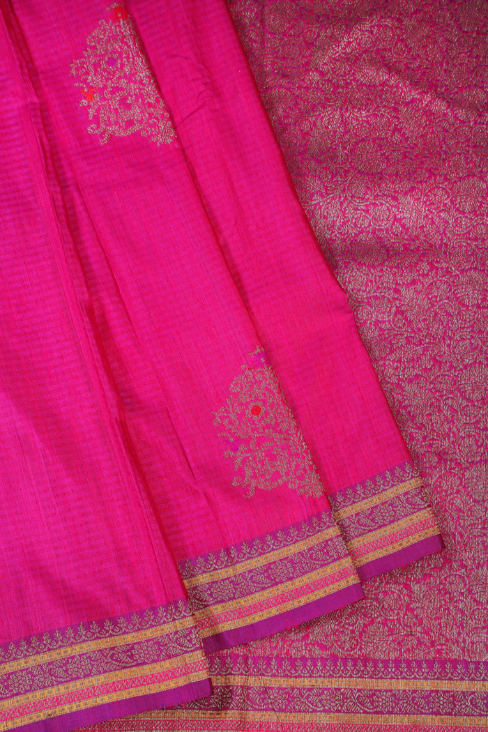 Purple Handloom Benarasi Dupion Ahimsa Silk Saree - Kadhua Weave