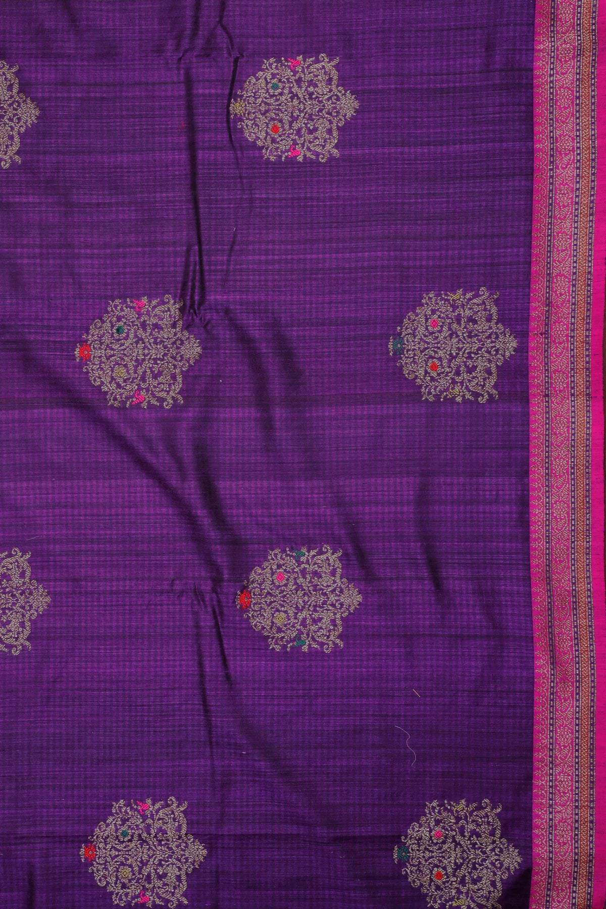 Purple Handloom Benarasi Dupion Ahimsa Silk Saree - Kadhua Weave