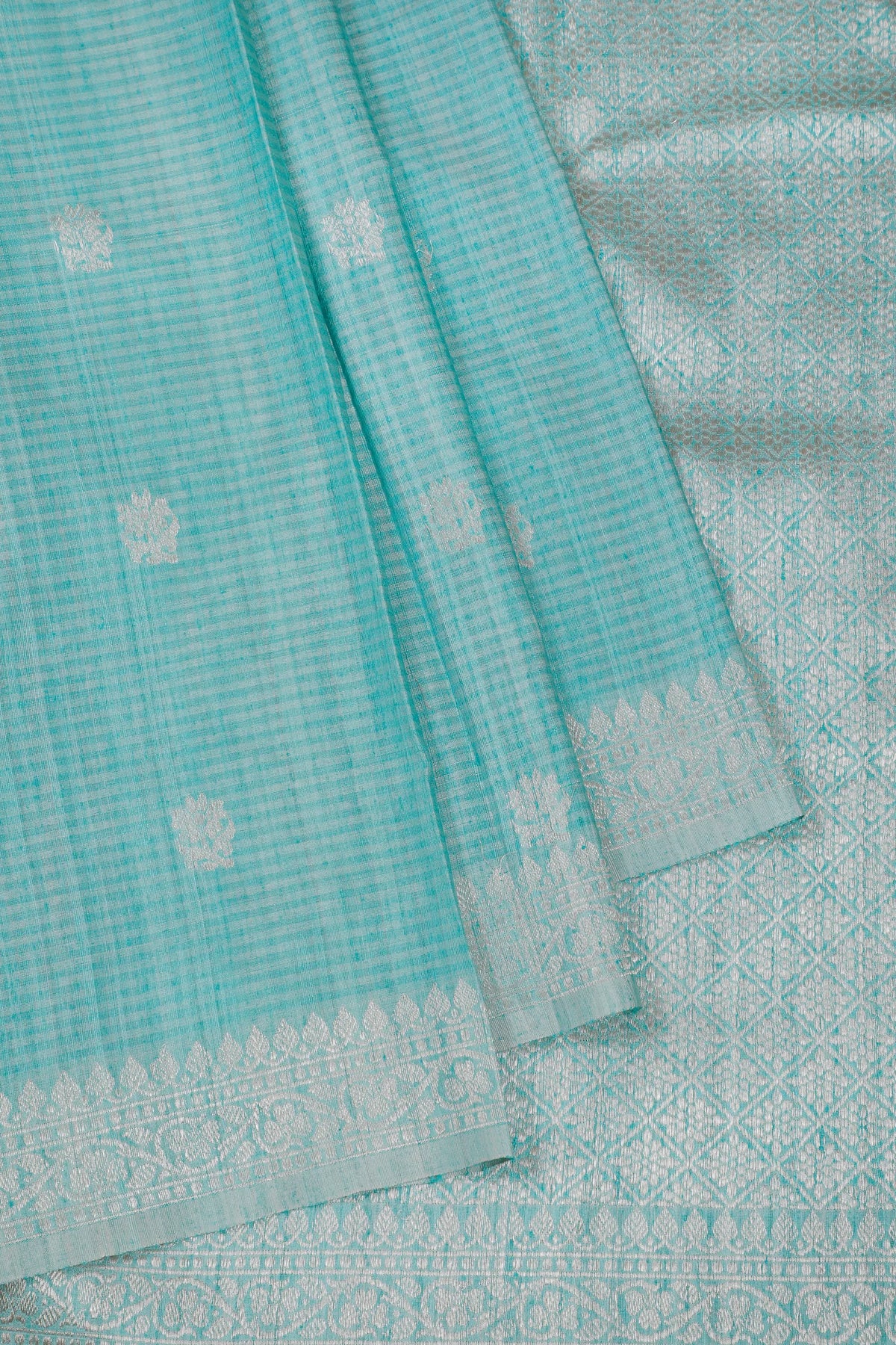 Sky Blue Handloom Benarasi Dupion Ahimsa Silk Saree - Kadhua Weave