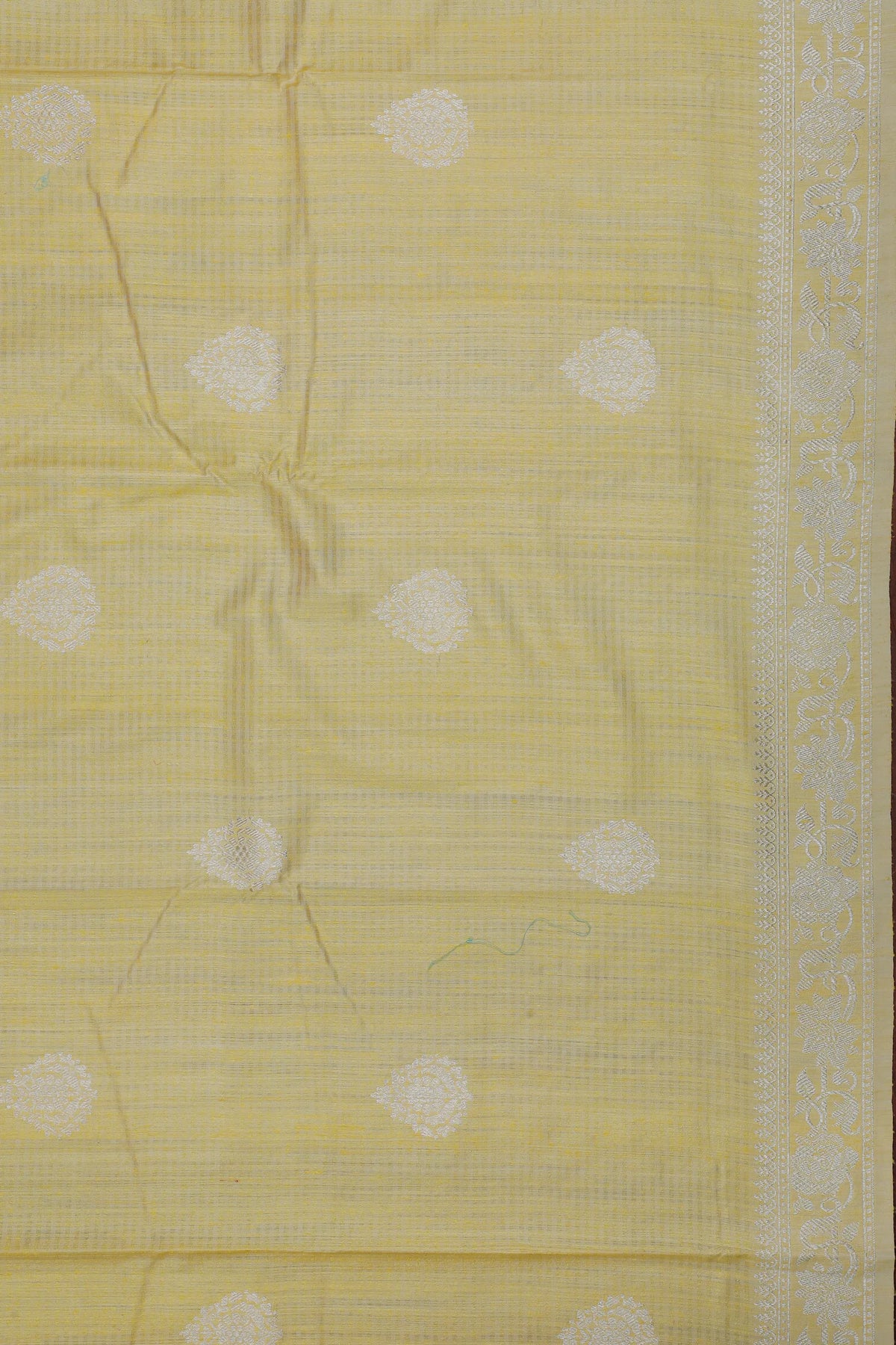 Lemon Yellow Handloom Benarasi Dupion Ahimsa Silk Saree - Kadhua Weave