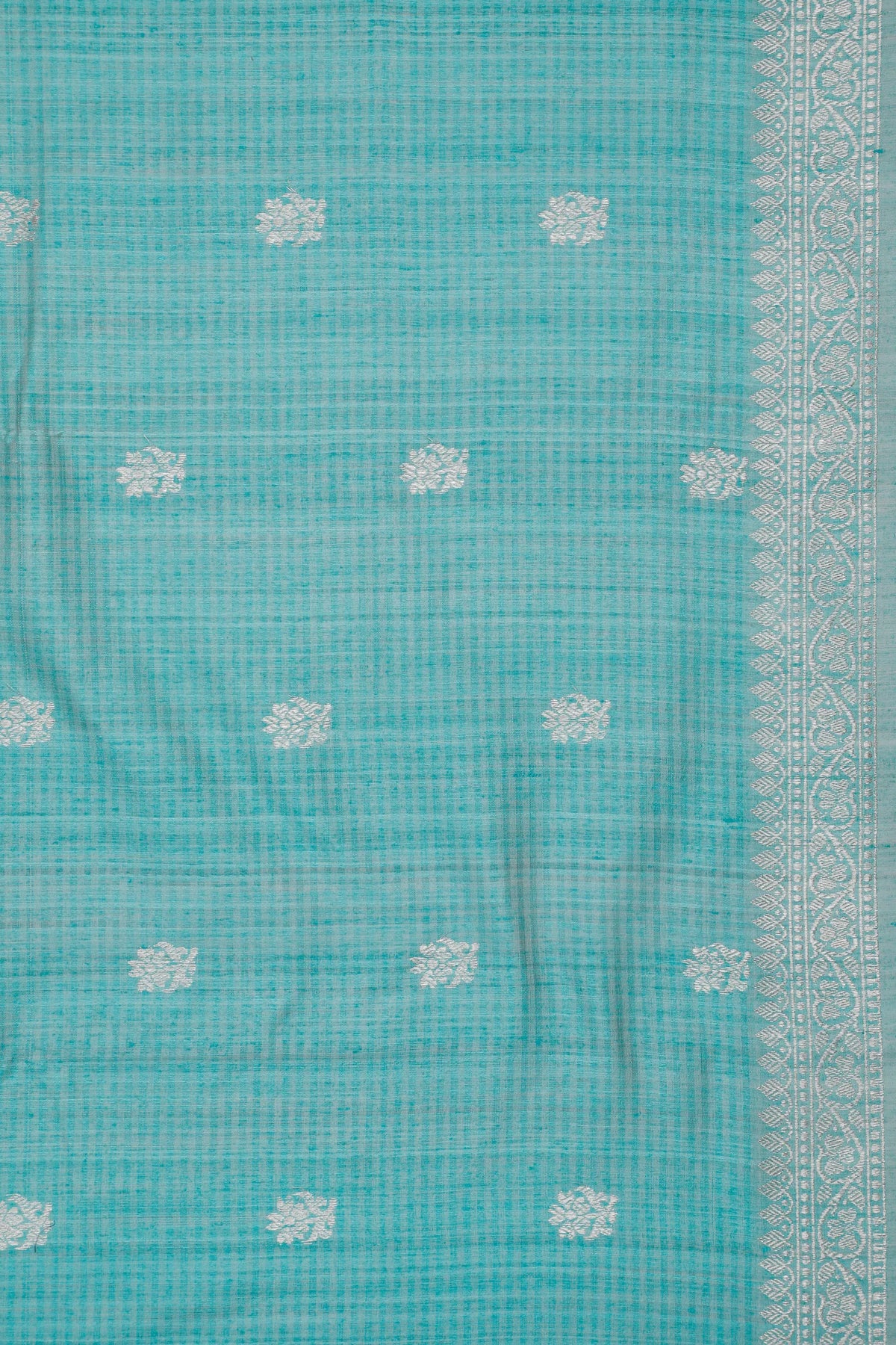 Sky Blue Handloom Benarasi Dupion Ahimsa Silk Saree - Kadhua Weave