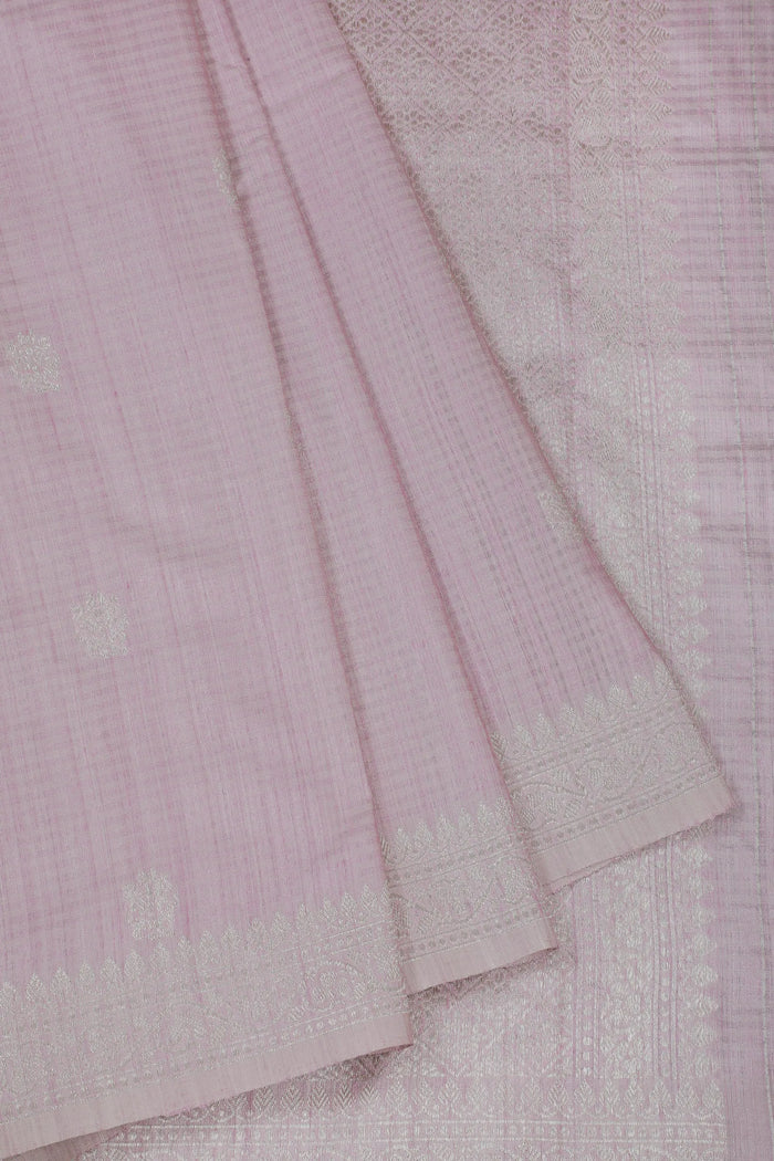 Onion Pink Handloom Benarasi Dupion Ahimsa Silk Saree - Kadhua Weave