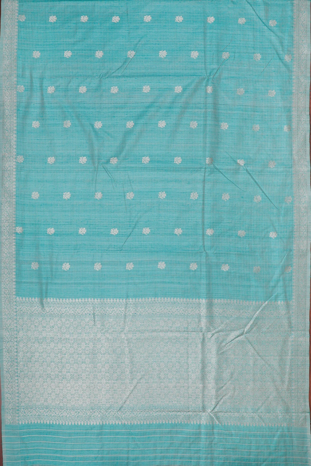 Sky Blue Handloom Benarasi Dupion Ahimsa Silk Saree - Kadhua Weave