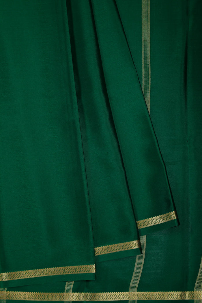 Forest Green Powerloom Mysore Crepe Saree