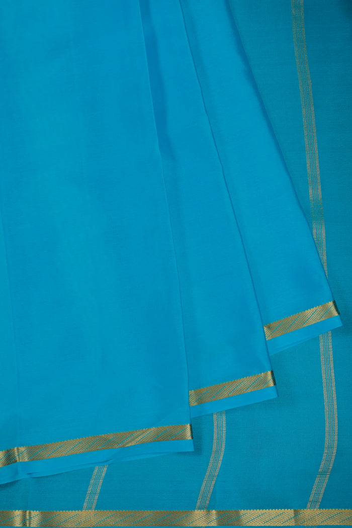 Sky Blue Powerloom Mysore Crepe Saree