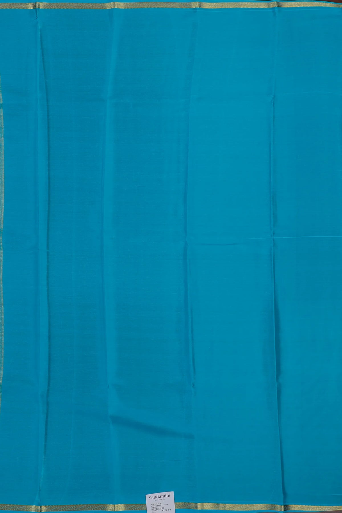 Sky Blue Powerloom Mysore Crepe Saree