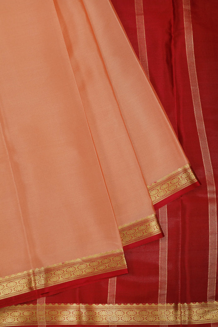 Peach Powerloom Mysore Crepe Saree