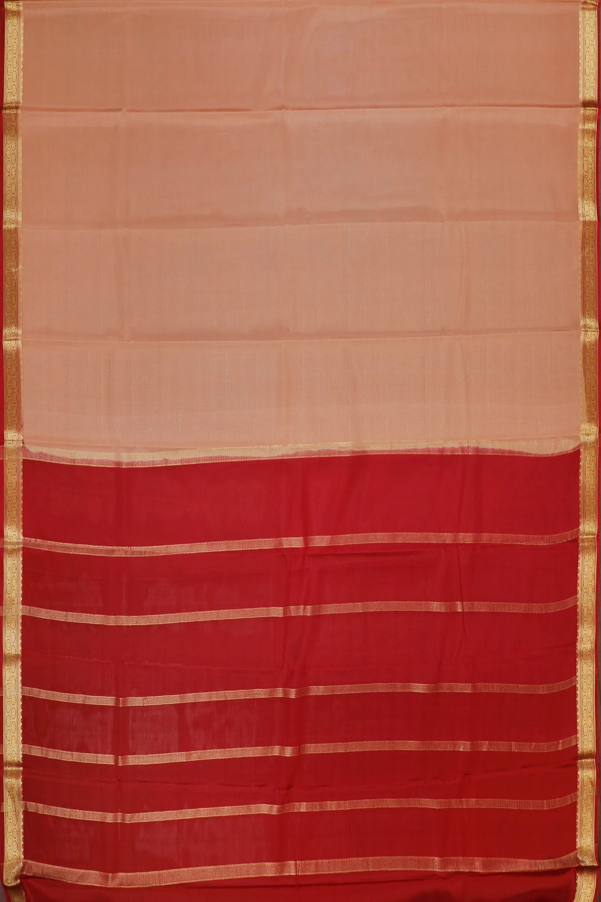 Peach Powerloom Mysore Crepe Saree