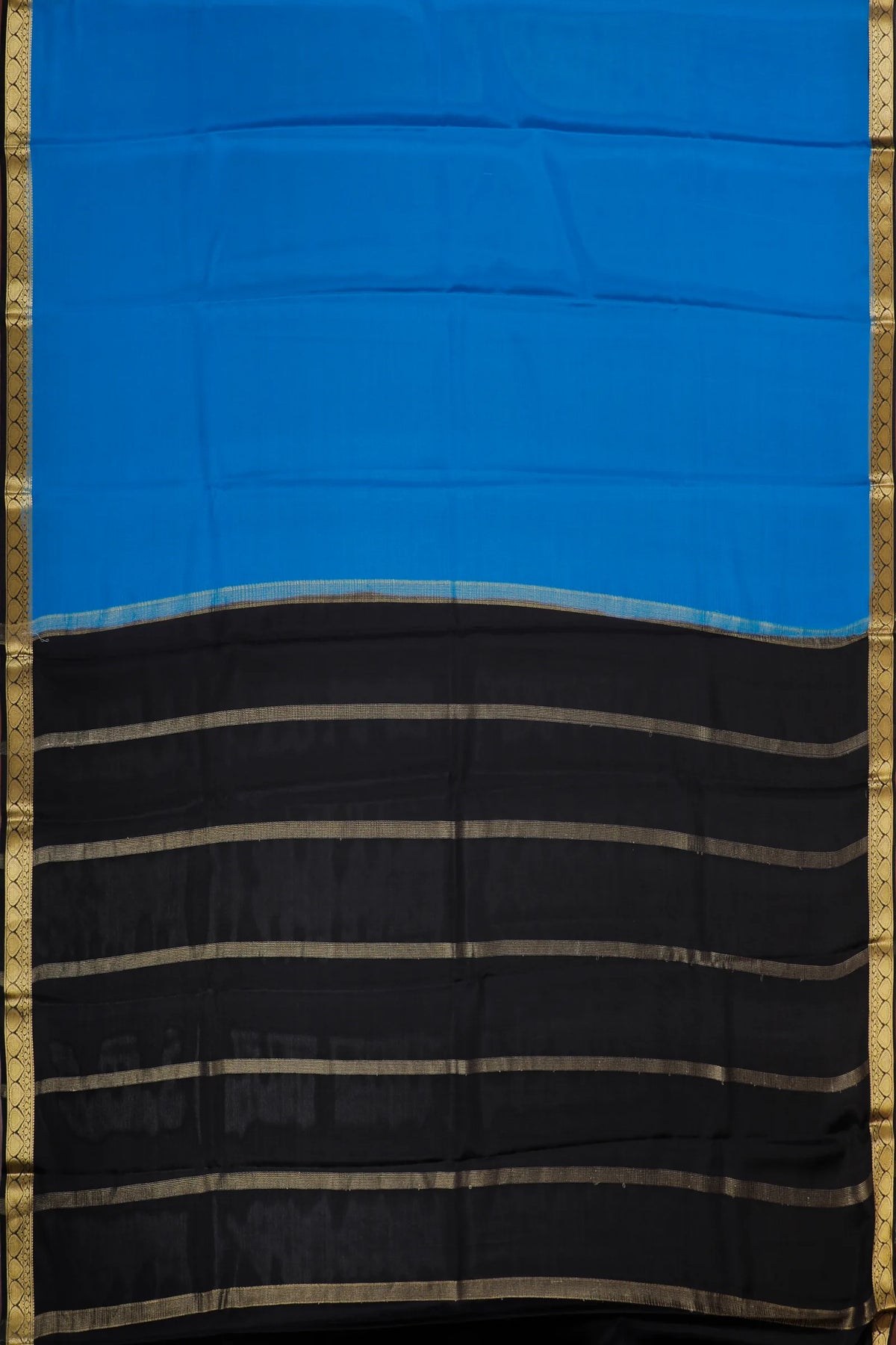 Ink Blue Powerloom Mysore Crepe Saree