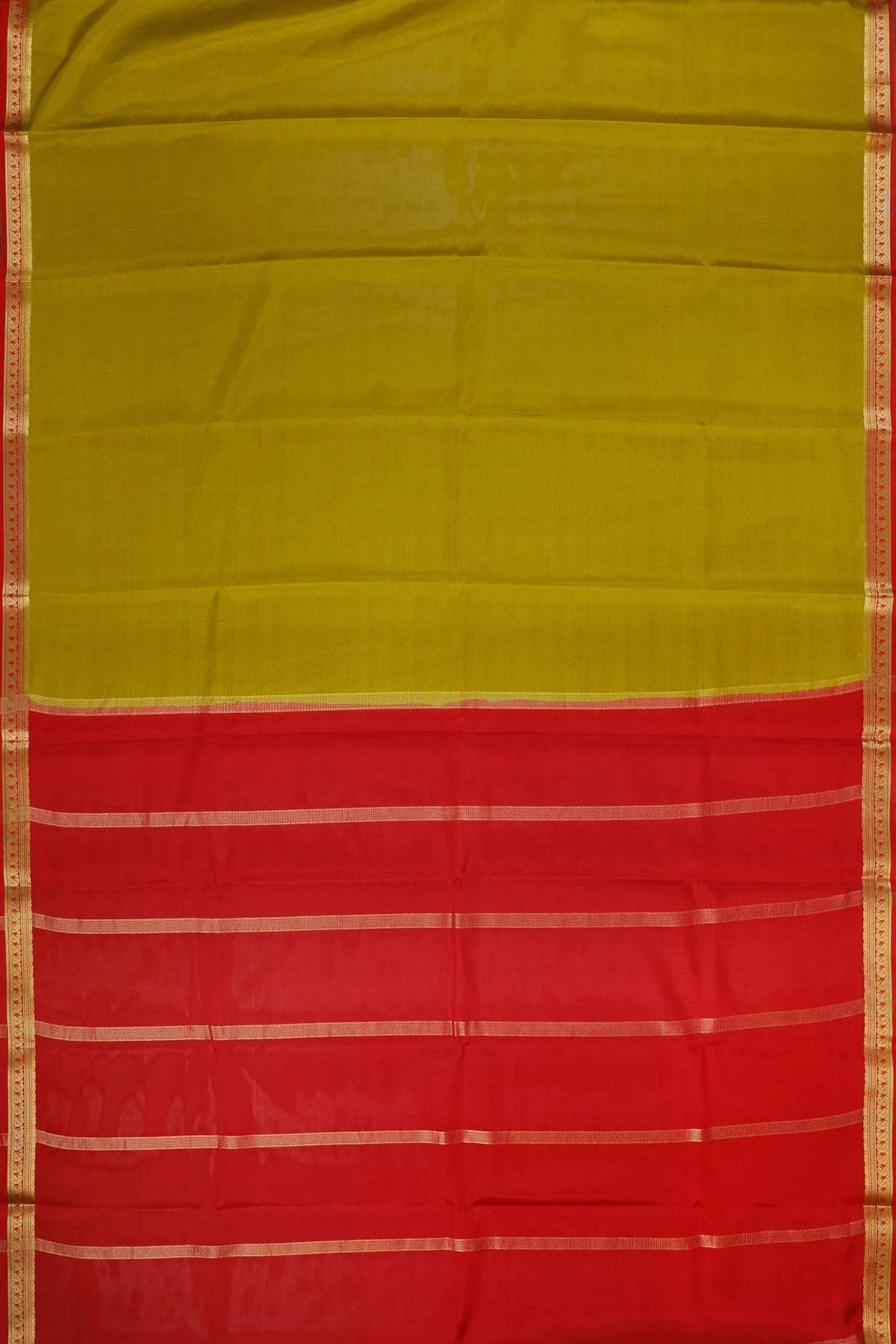 Parrot Green Powerloom Mysore Crepe Saree