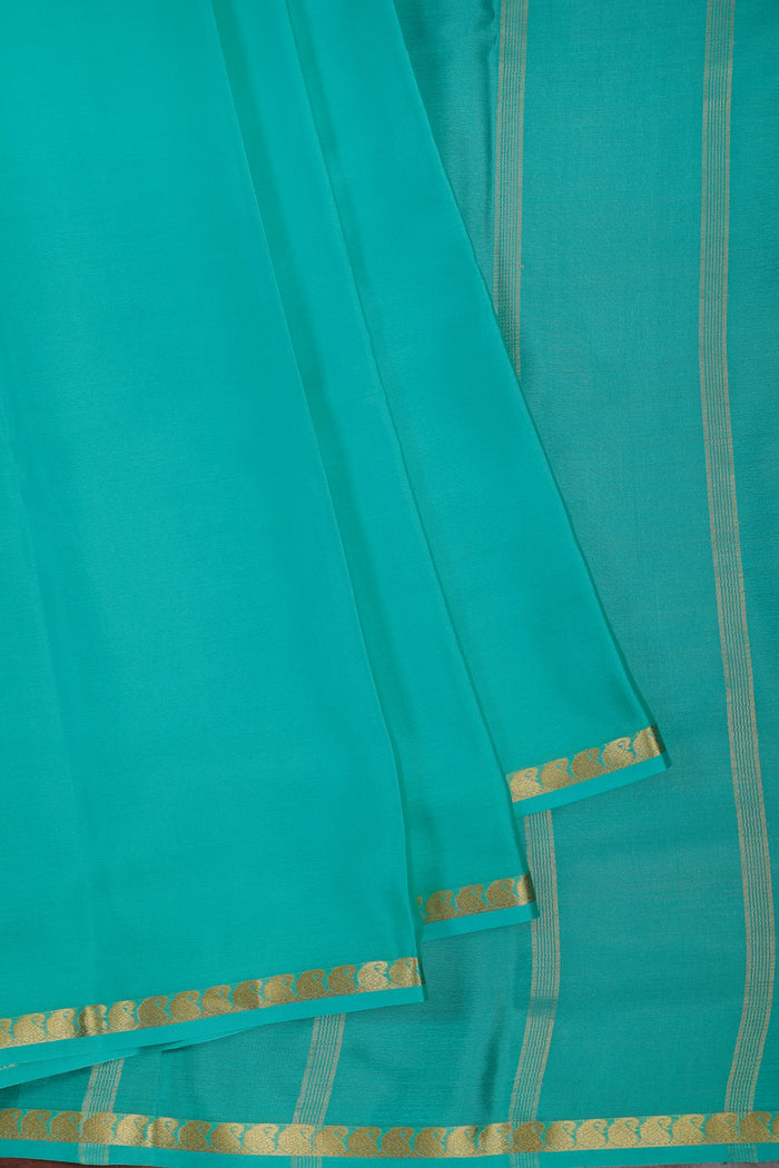 Sky Blue Powerloom Mysore Crepe Saree