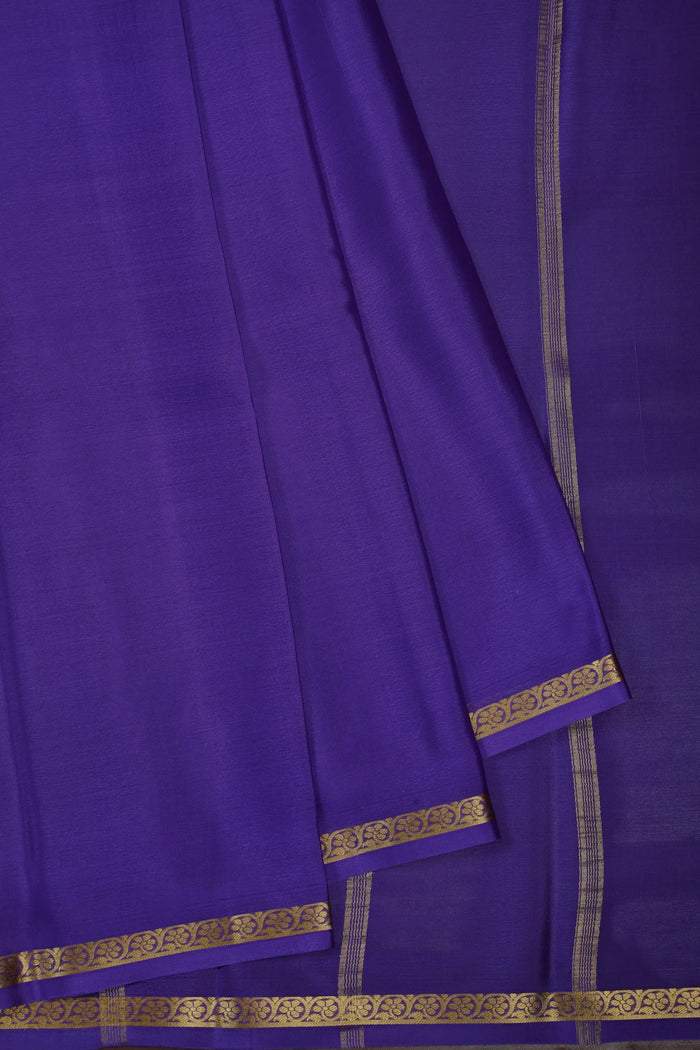Dark Lavender Powerloom Mysore Crepe Saree