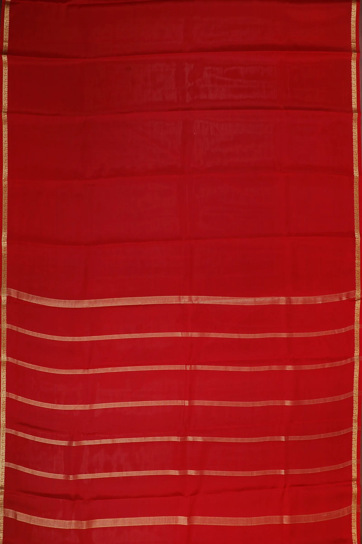 Red Powerloom Mysore Crepe Saree