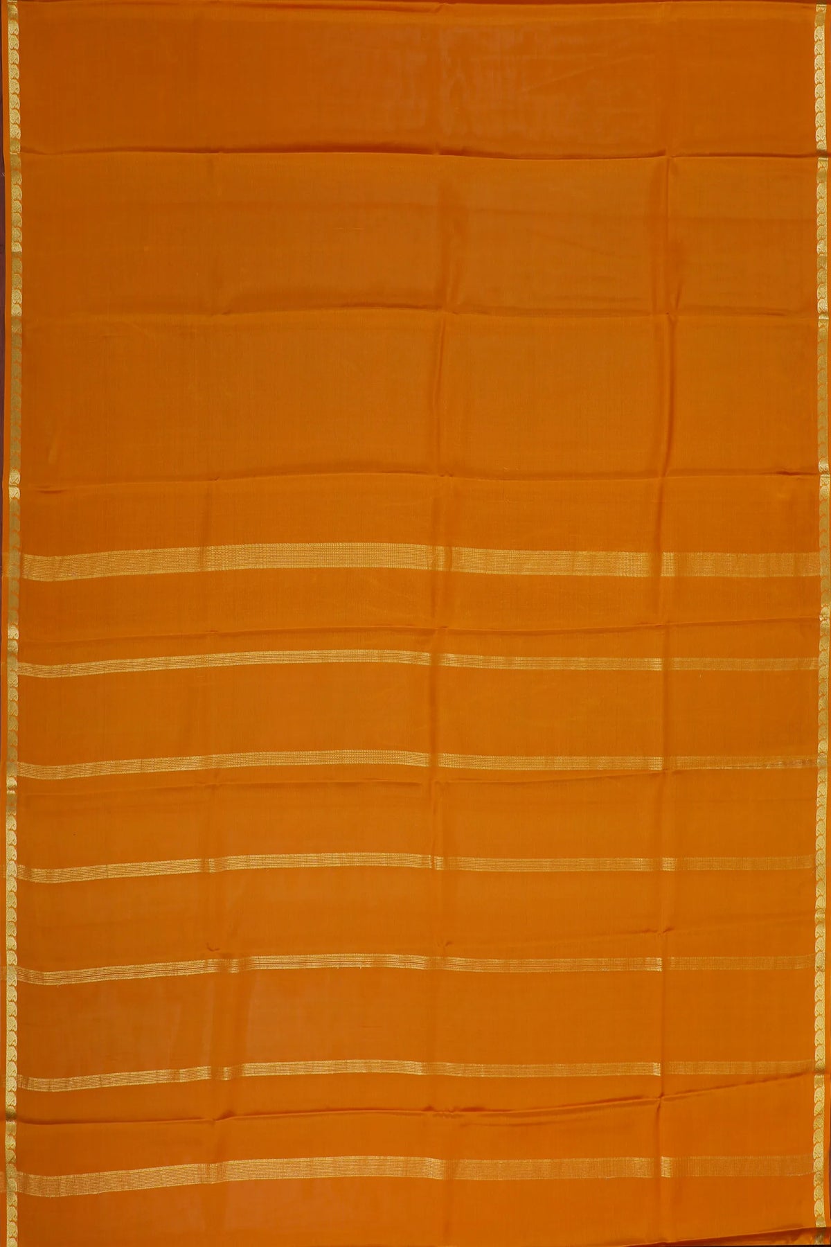 Mustard Yellow Powerloom Mysore Crepe Saree