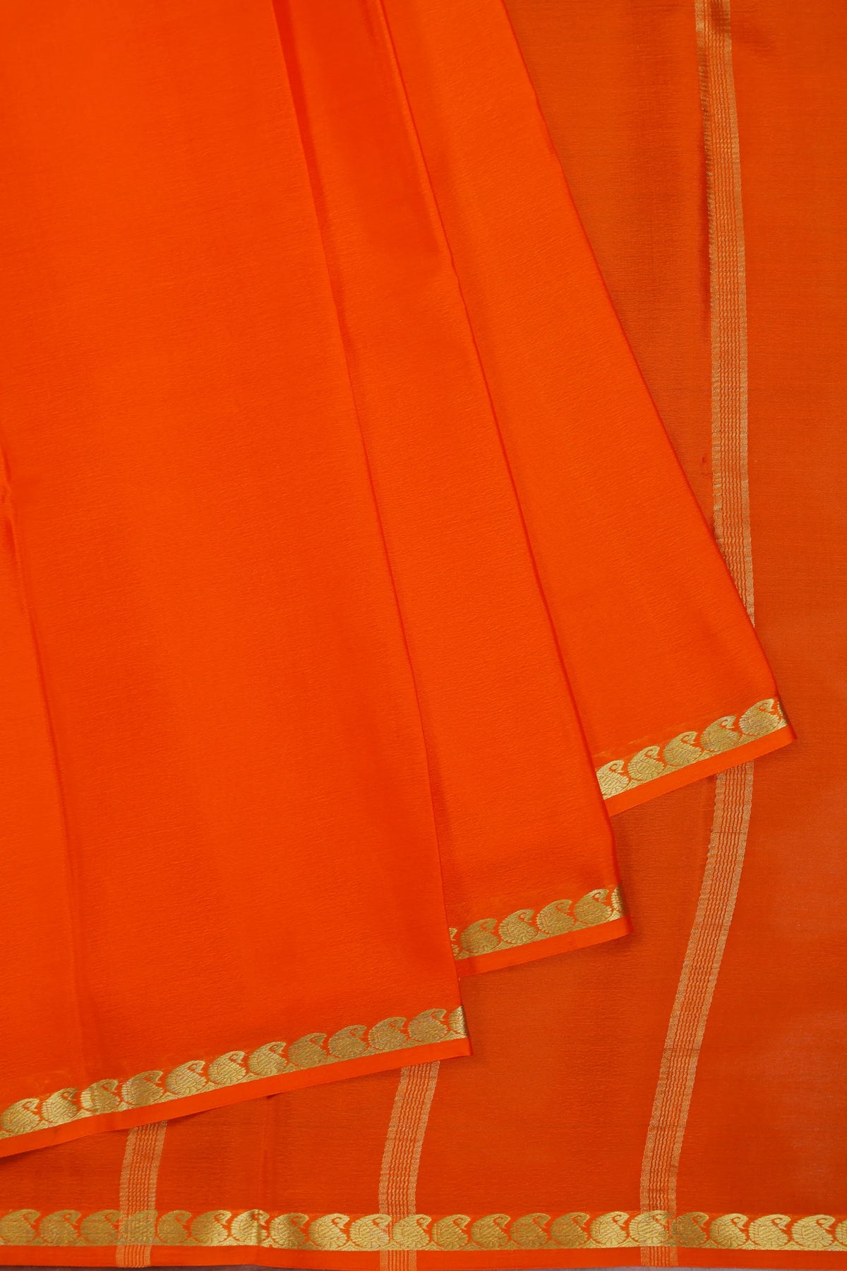 Orange Powerloom Mysore Crepe Saree