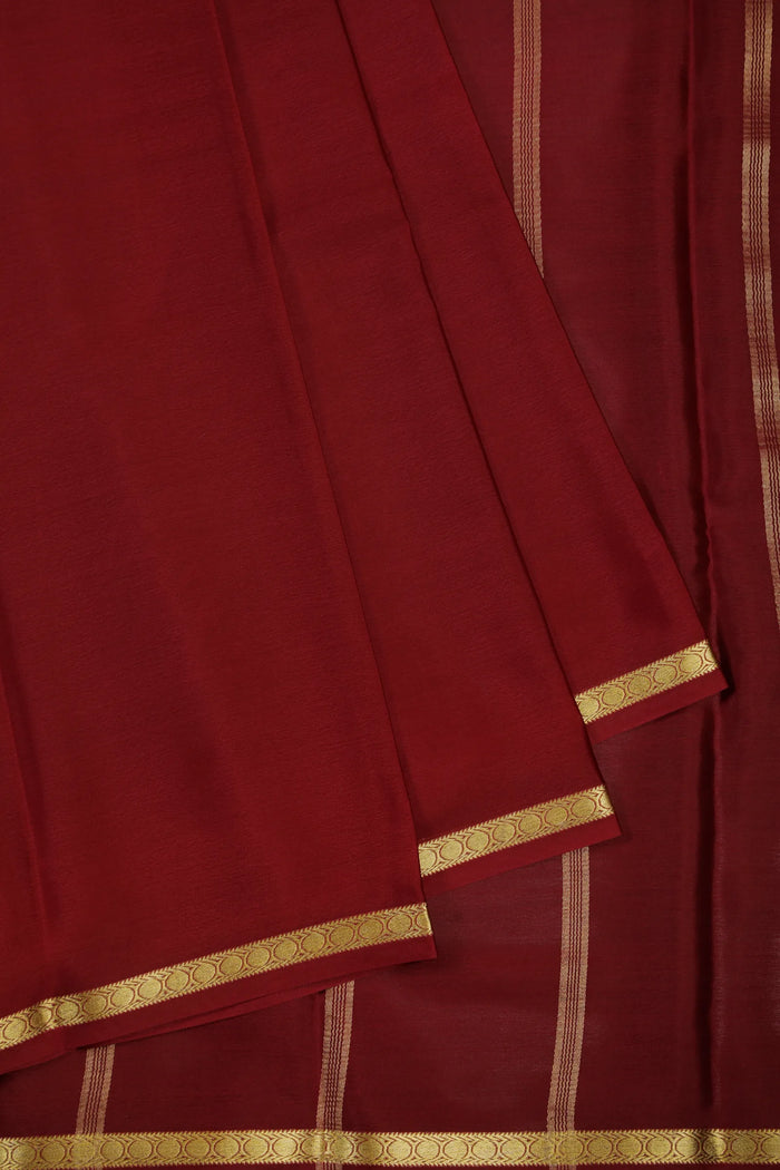Maroon Powerloom Mysore Crepe Saree