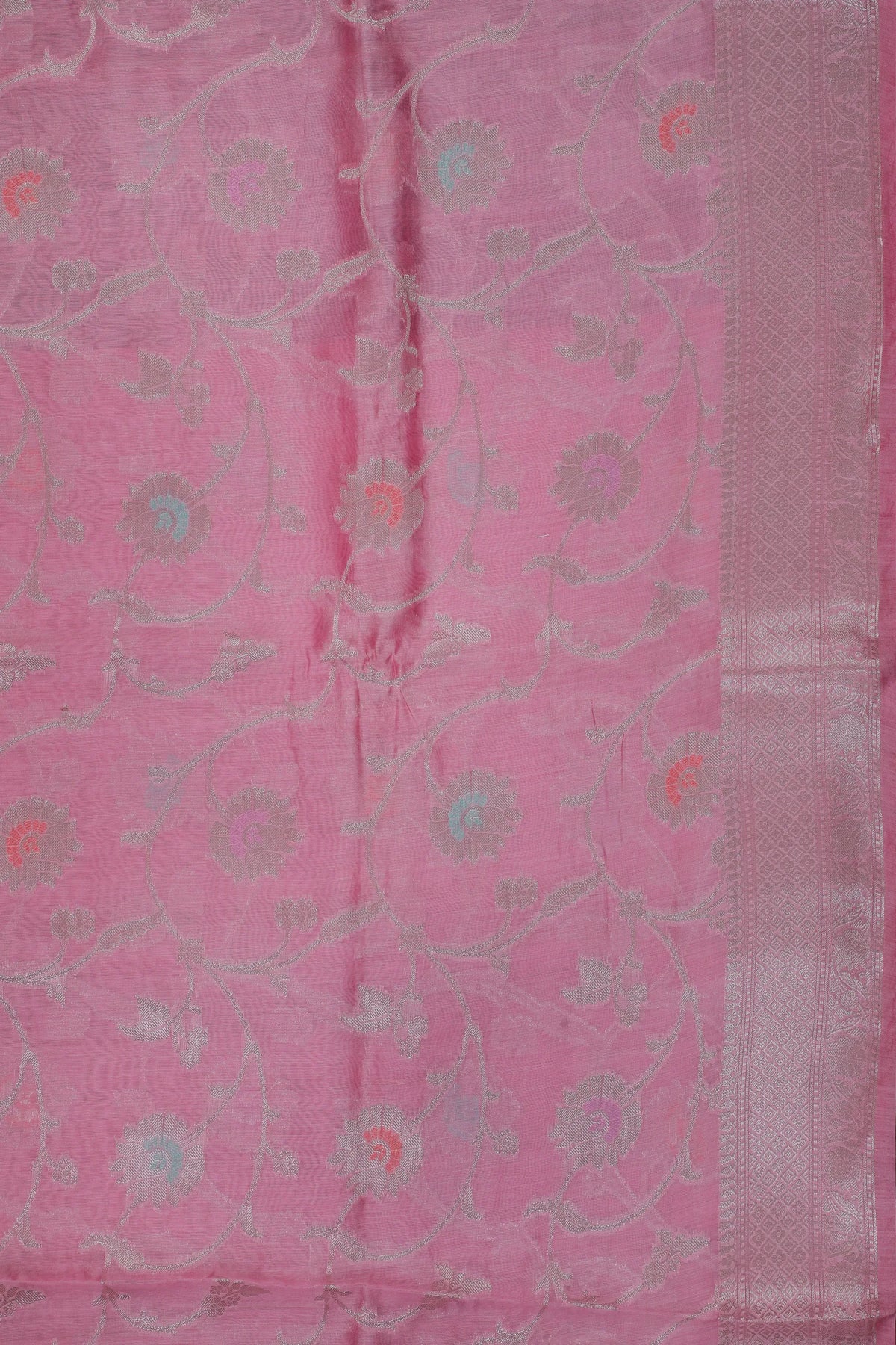 Pink Powerloom Benarasi Cotton Saree