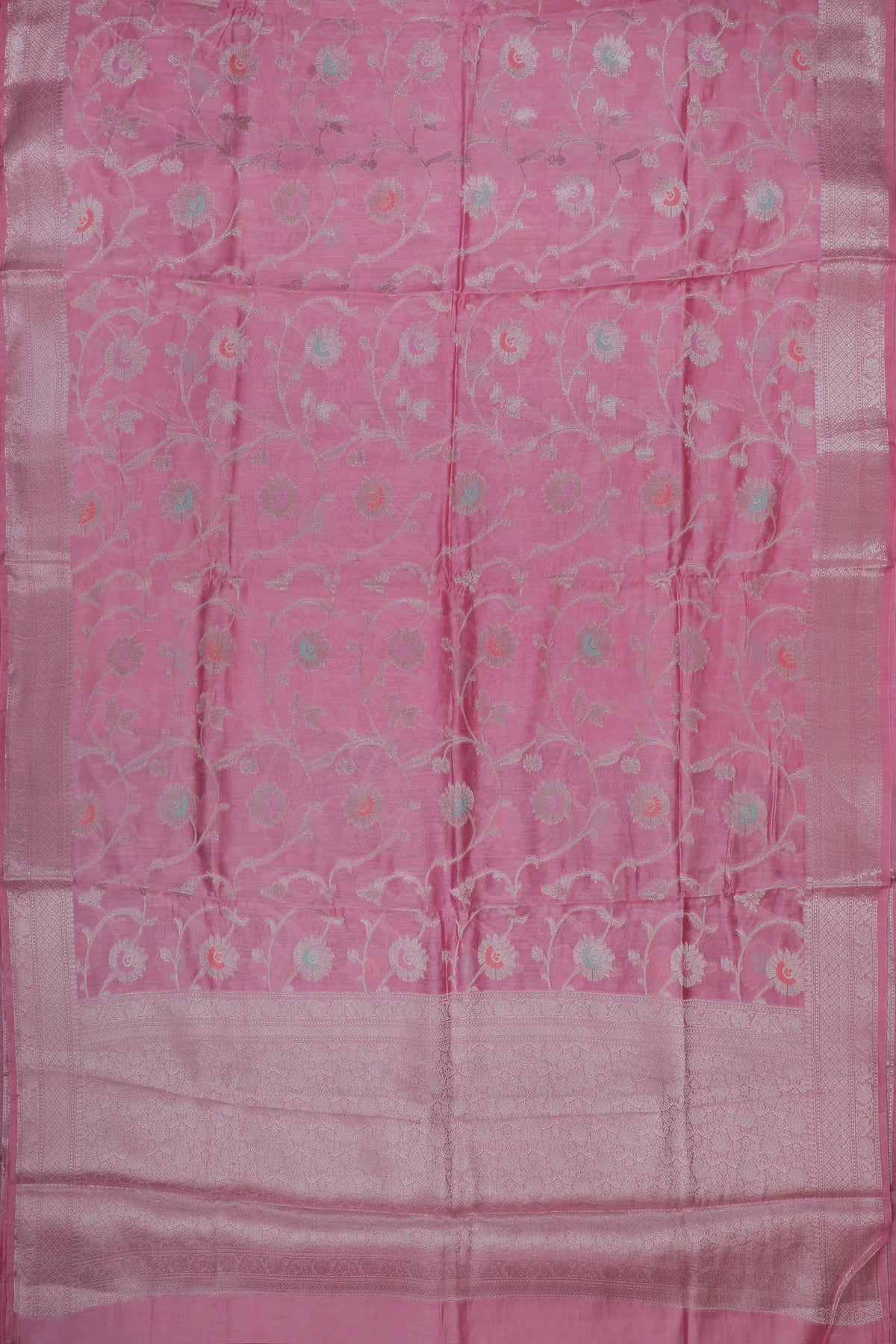 Pink Powerloom Benarasi Cotton Saree