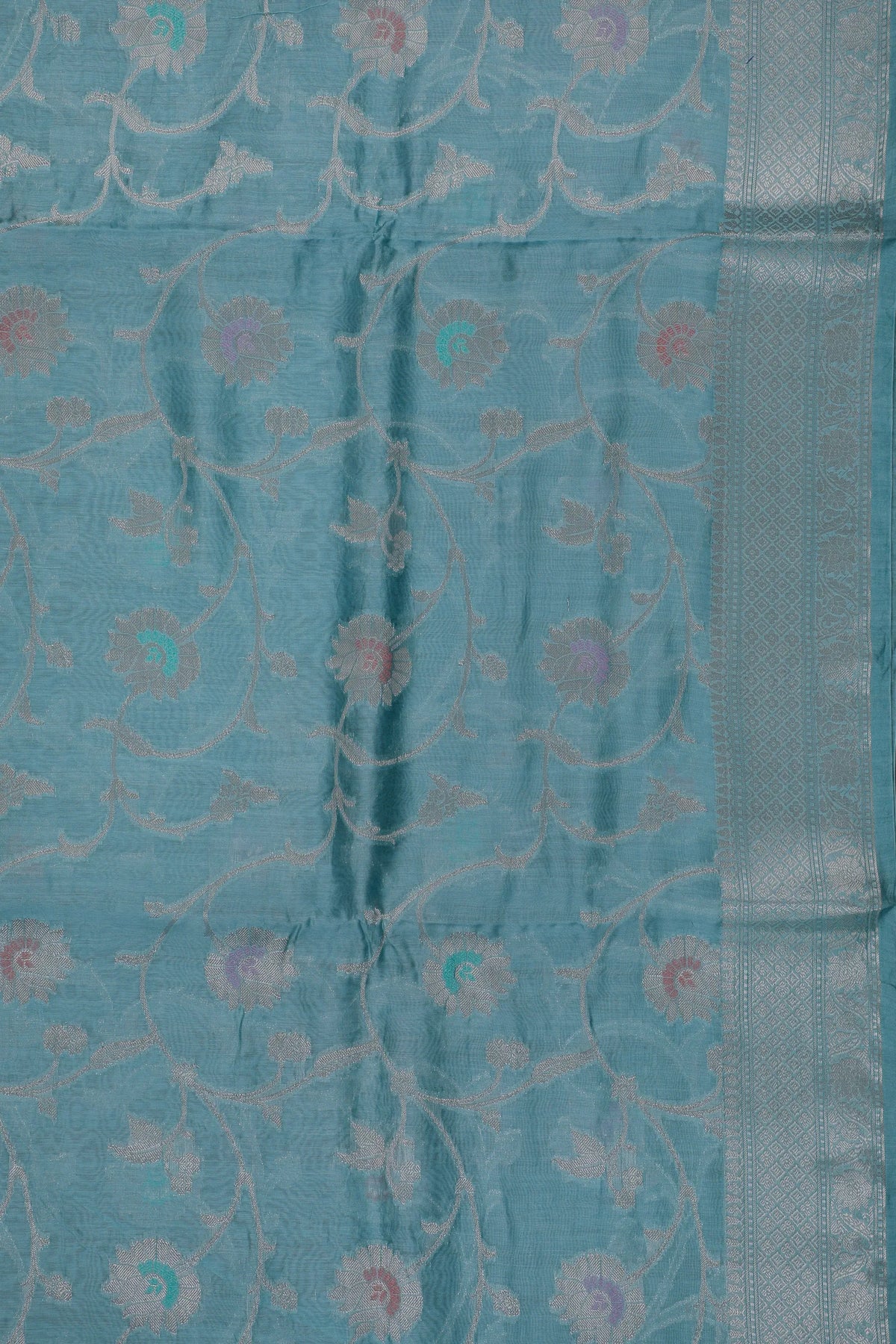 Light Blue Powerloom Benarasi Cotton Saree