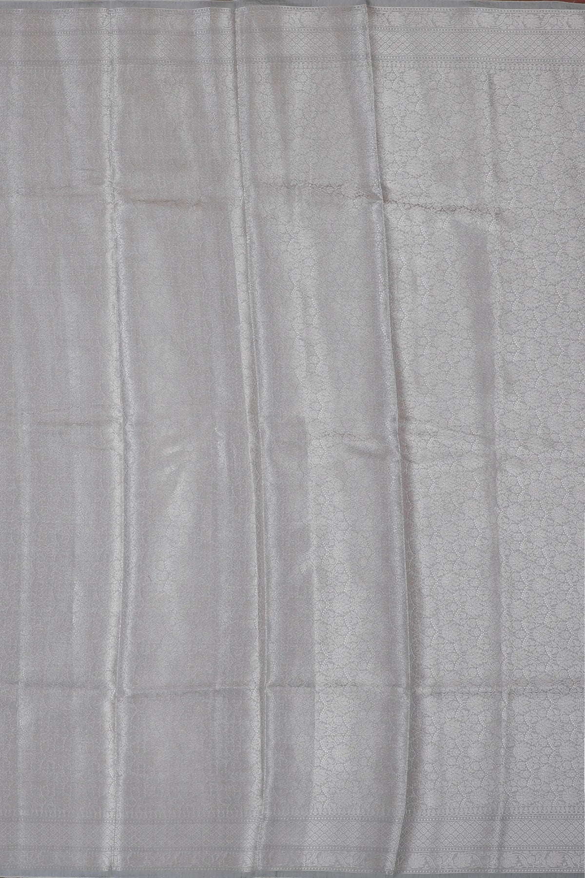 Grey Powerloom Benarasi Cotton Saree