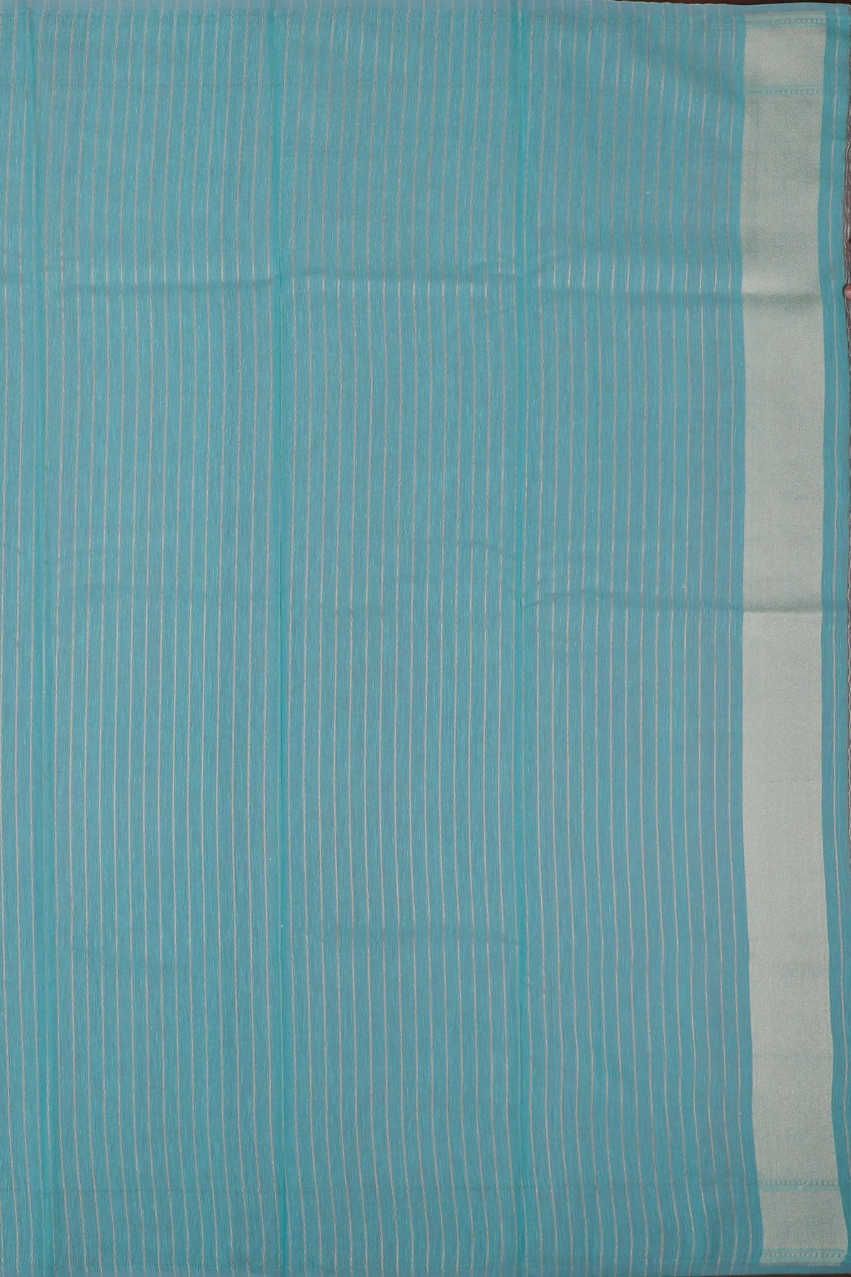 Sky Blue Powerloom Pure Cotton Jamdani Saree
