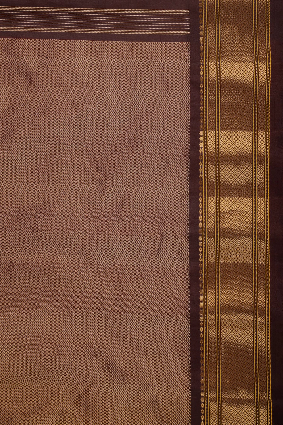 Brown Handloom Pure Silk Gadwal Saree in Brocade Design