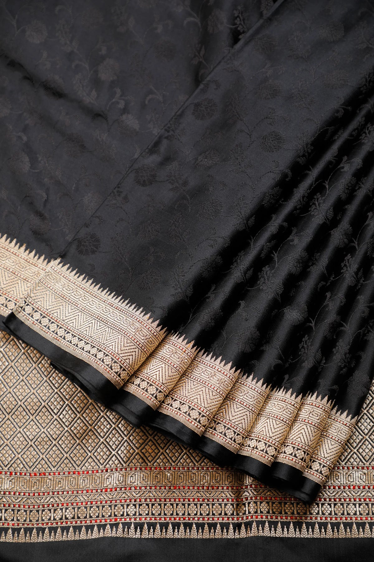 Black Handloom Pure Zari Benarasi Saree with Kadhua Weave