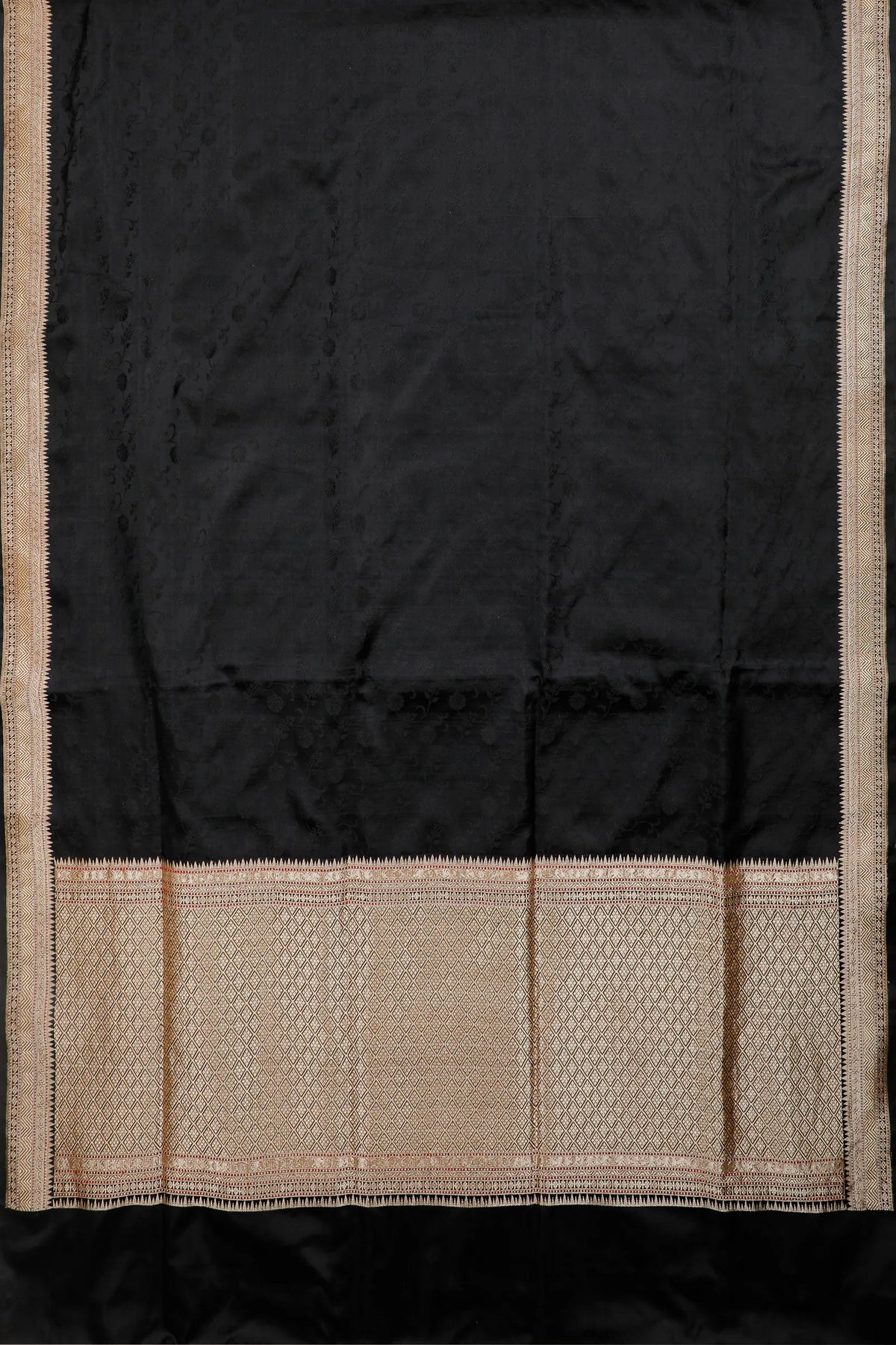 Black Handloom Pure Zari Benarasi Saree with Kadhua Weave