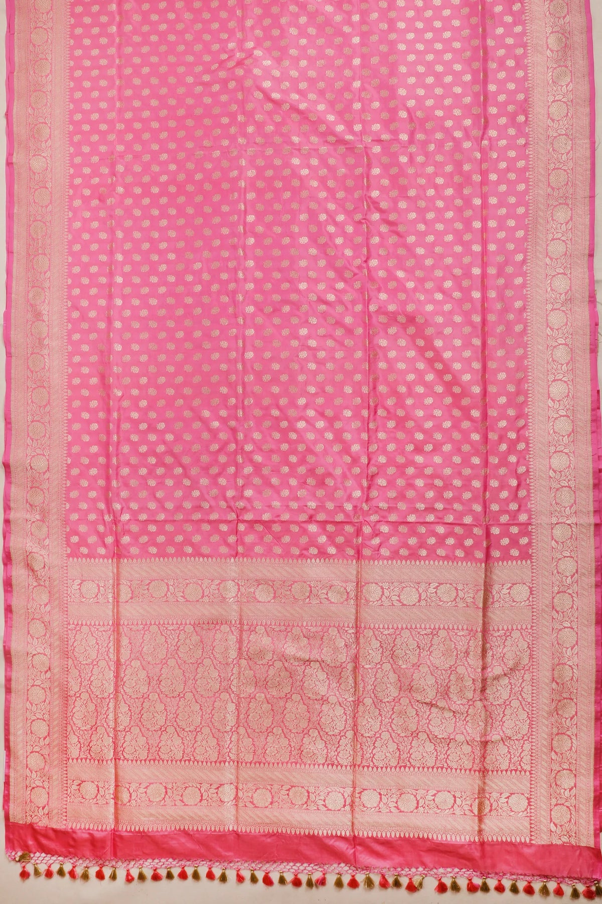 Rose Pink Handloom Benarasi Katan Silk Saree