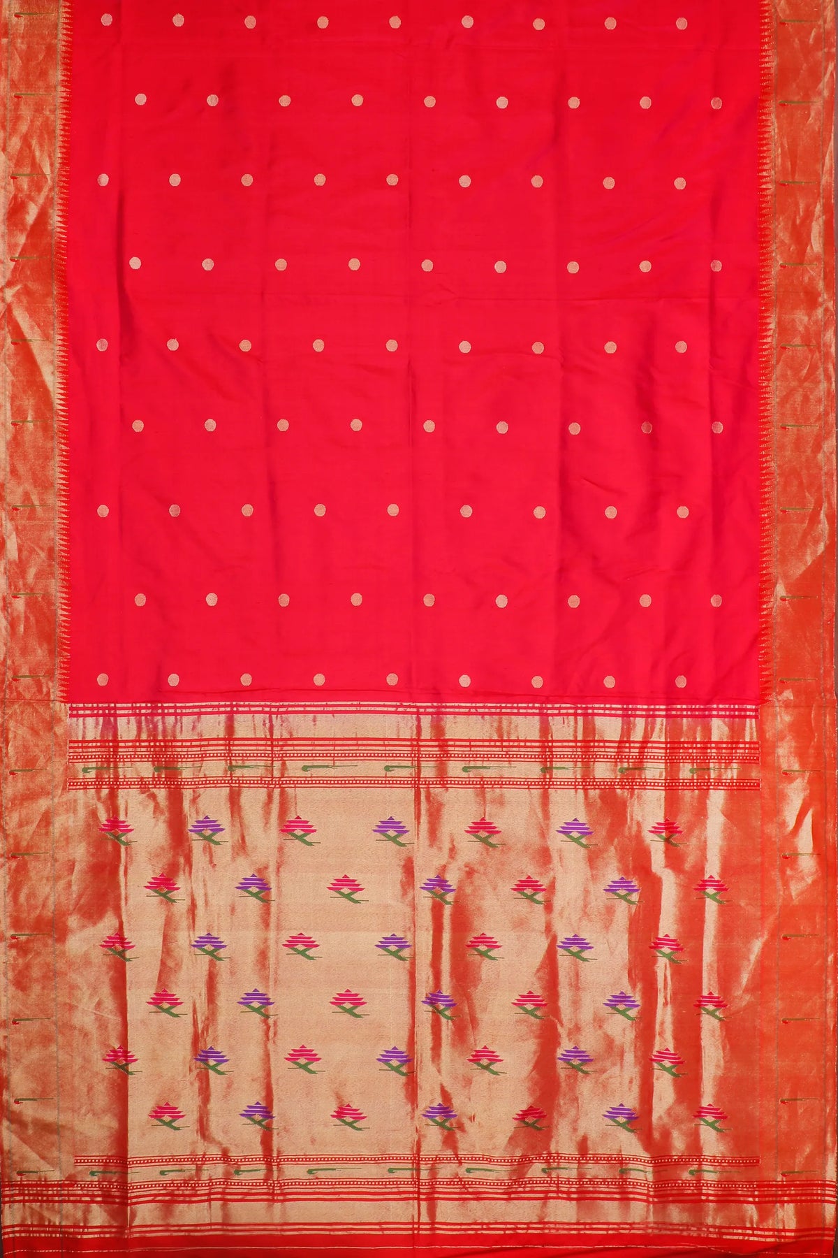 Red Handloom Pure Silk Muniya Paithani Saree