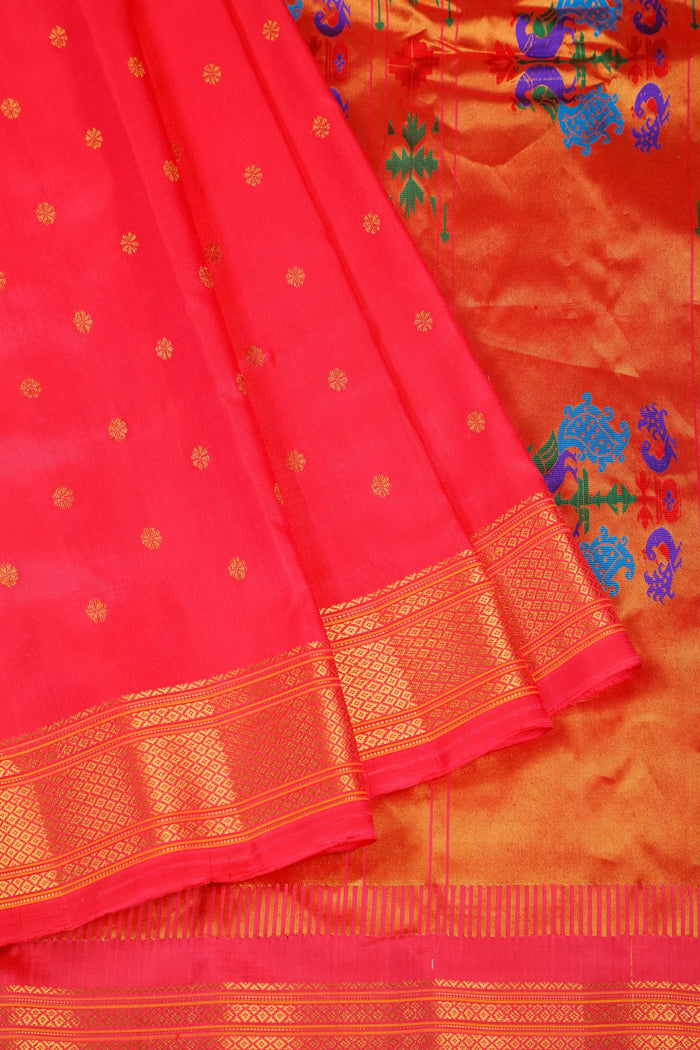 Dhoop Chaav Pink Handloom Pure Silk Gadwal Saree - Kalanjali Paithani - detail 1