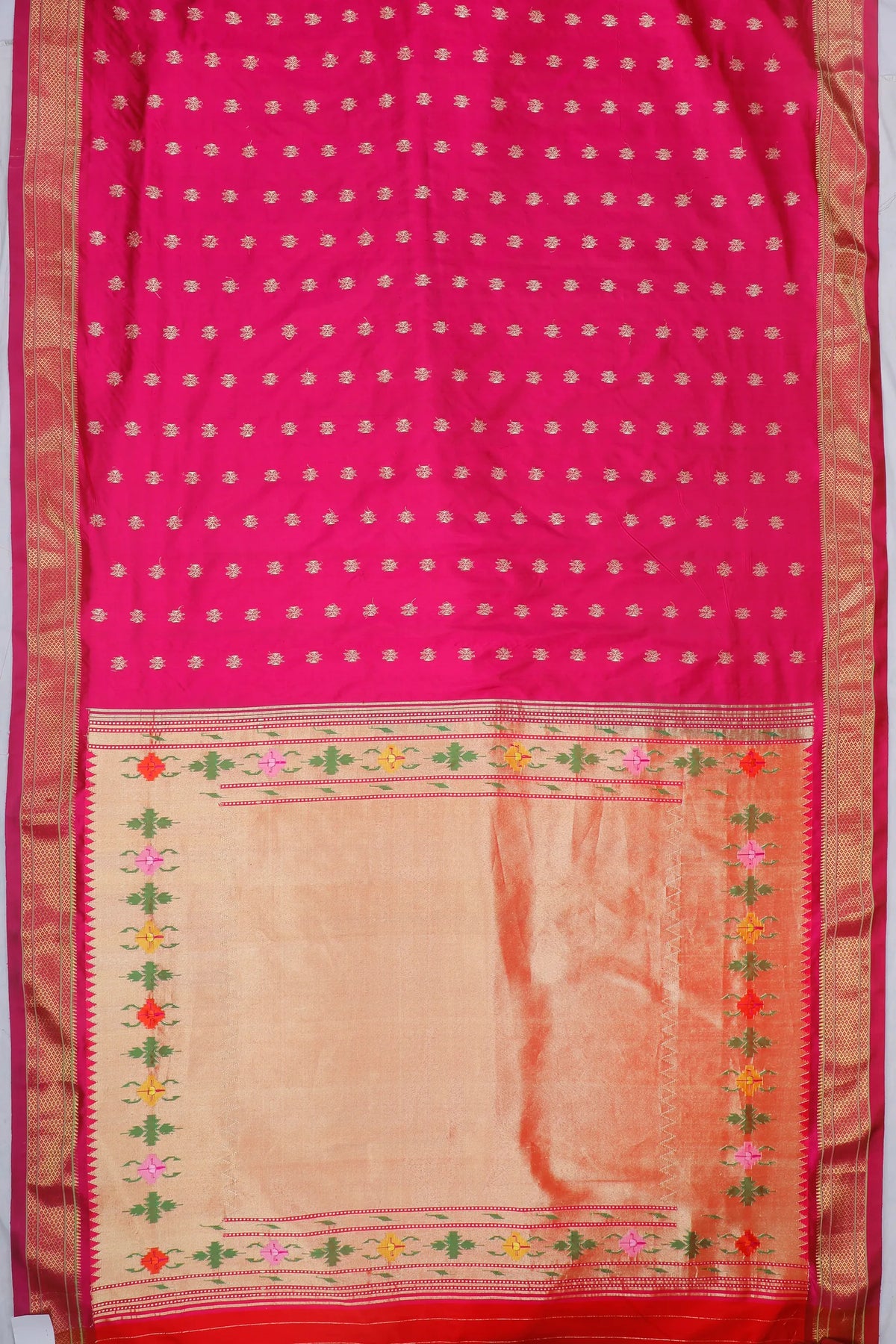 Wine Handloom Pure Silk Paithani Saree with Star Motifs