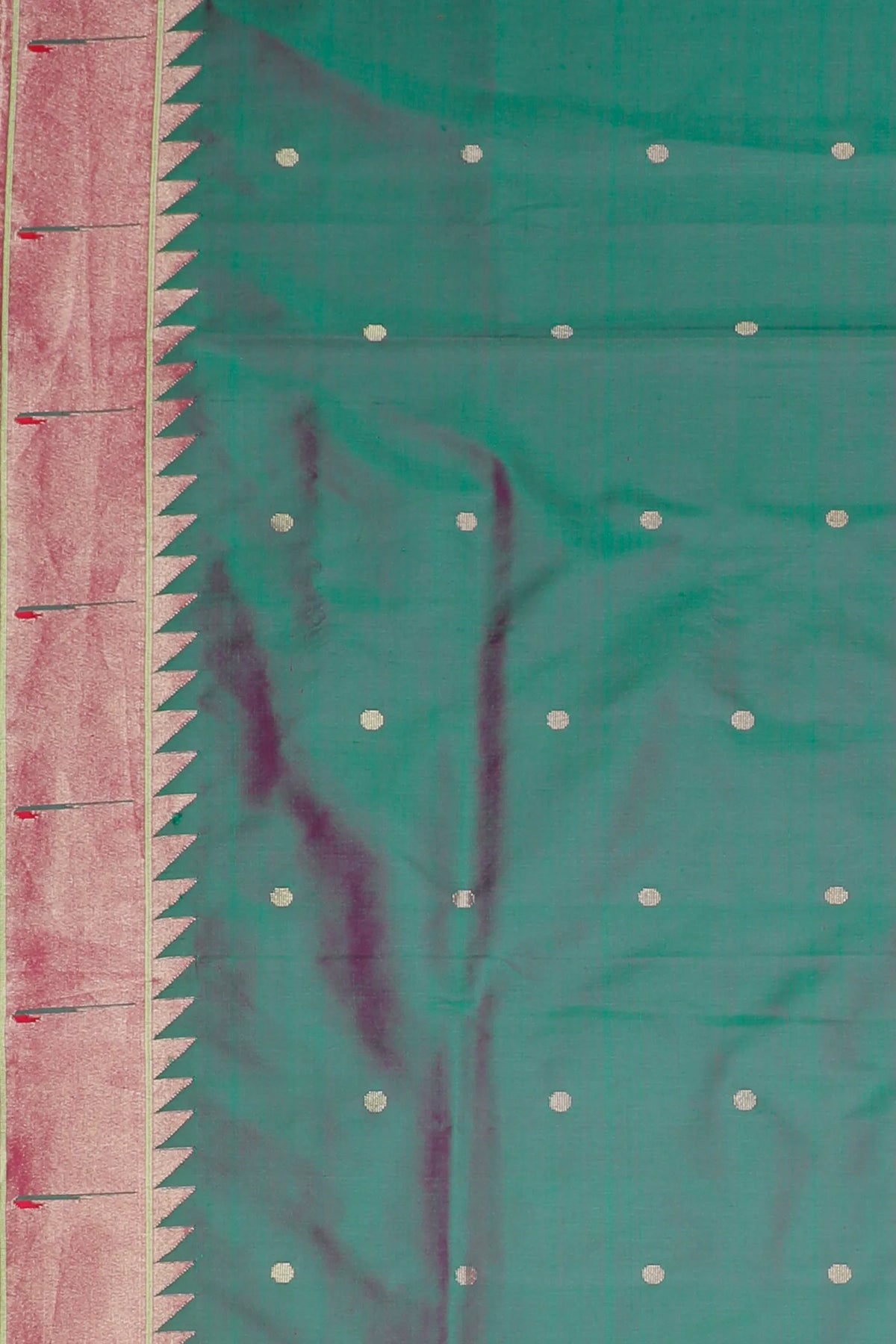 Dhoop Chaav Green Handloom Pure Silk Muniya Paithani Saree