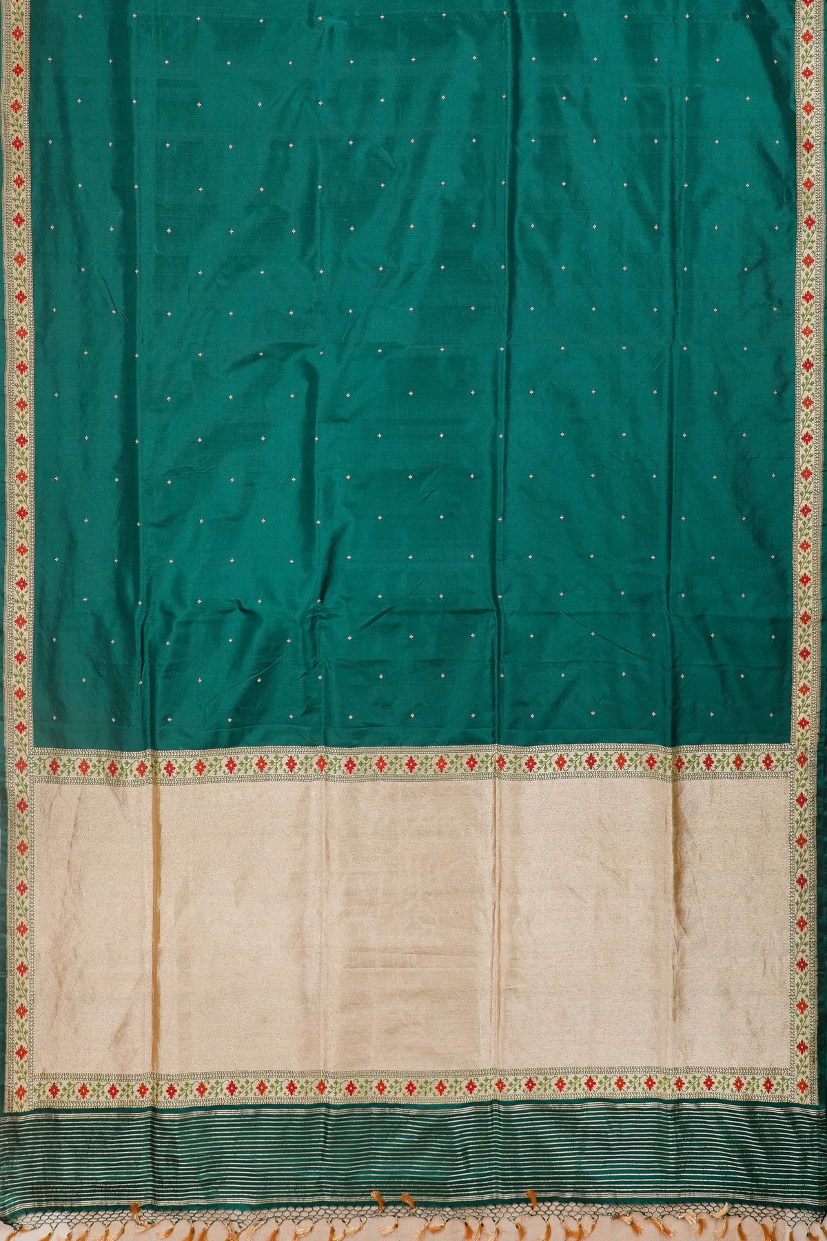 Emerald Green Real Zari Pure Silk Benarasi Saree - Revival Design