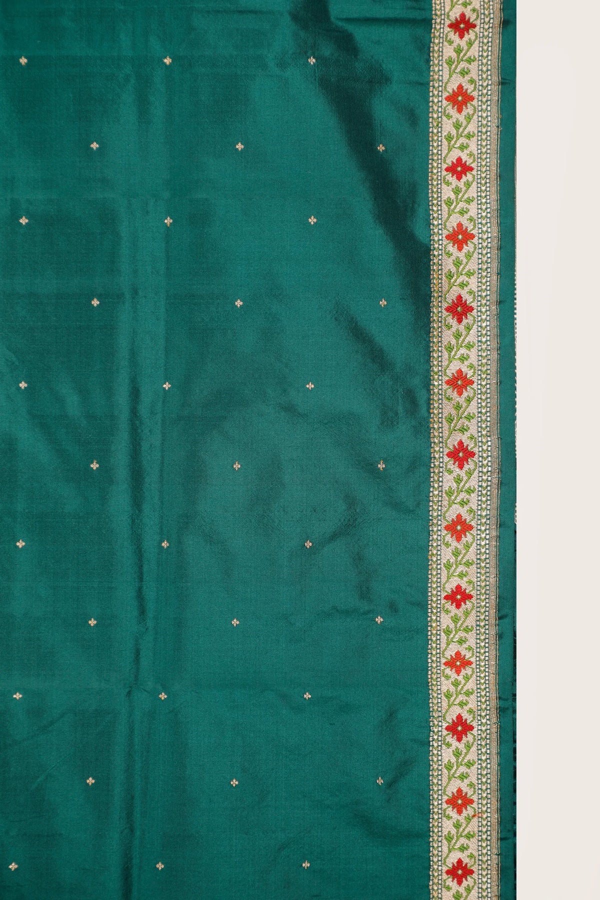 Emerald Green Real Zari Pure Silk Benarasi Saree - Revival Design