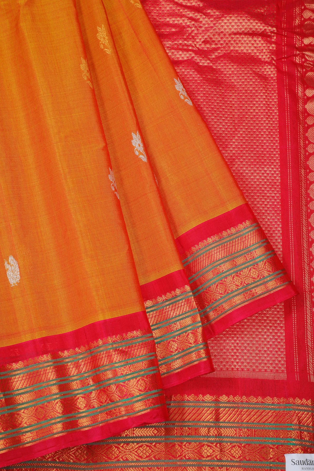 Mango Yellow Handloom Pure Silk Cotton (Sico) Gadwal Saree