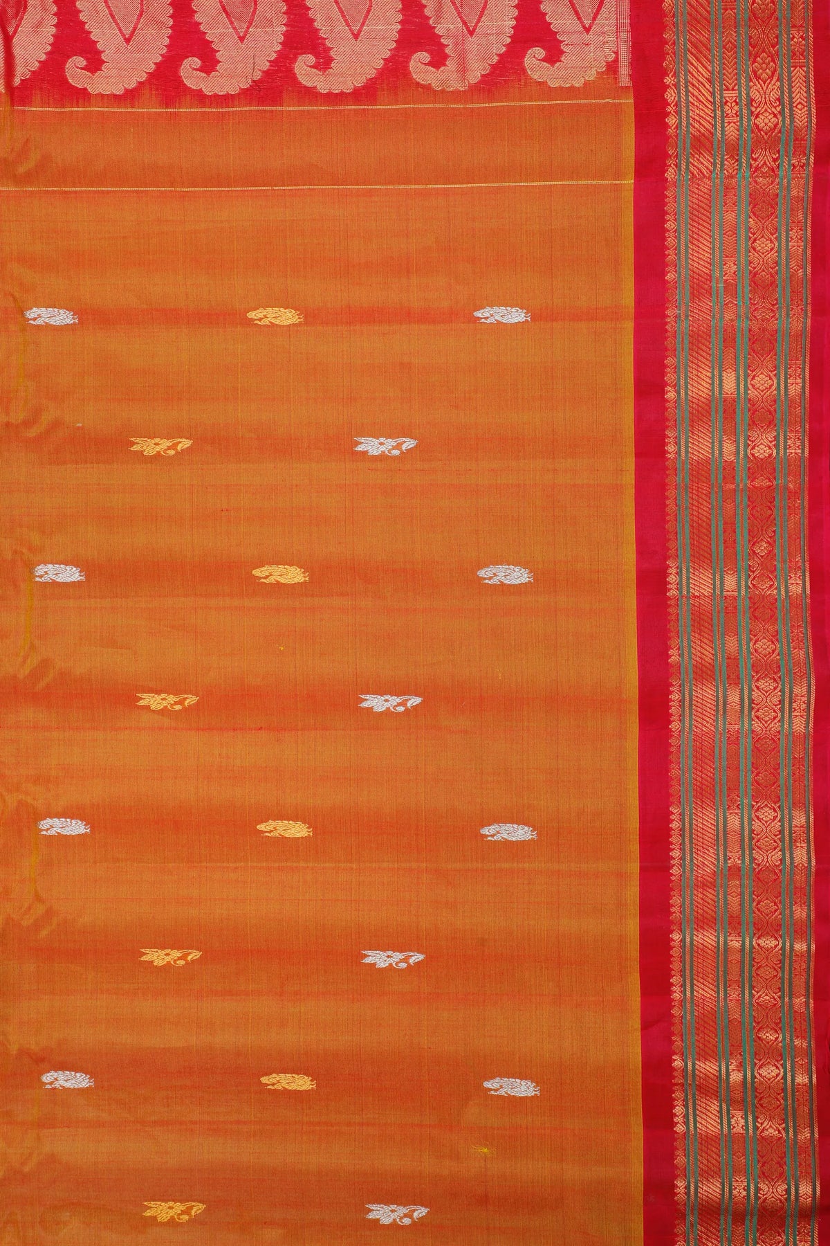 Mango Yellow Handloom Pure Silk Cotton (Sico) Gadwal Saree