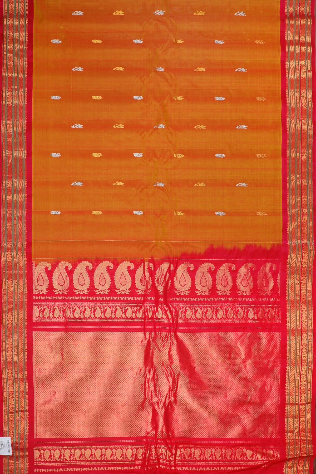 Mango Yellow Handloom Pure Silk Cotton (Sico) Gadwal Saree