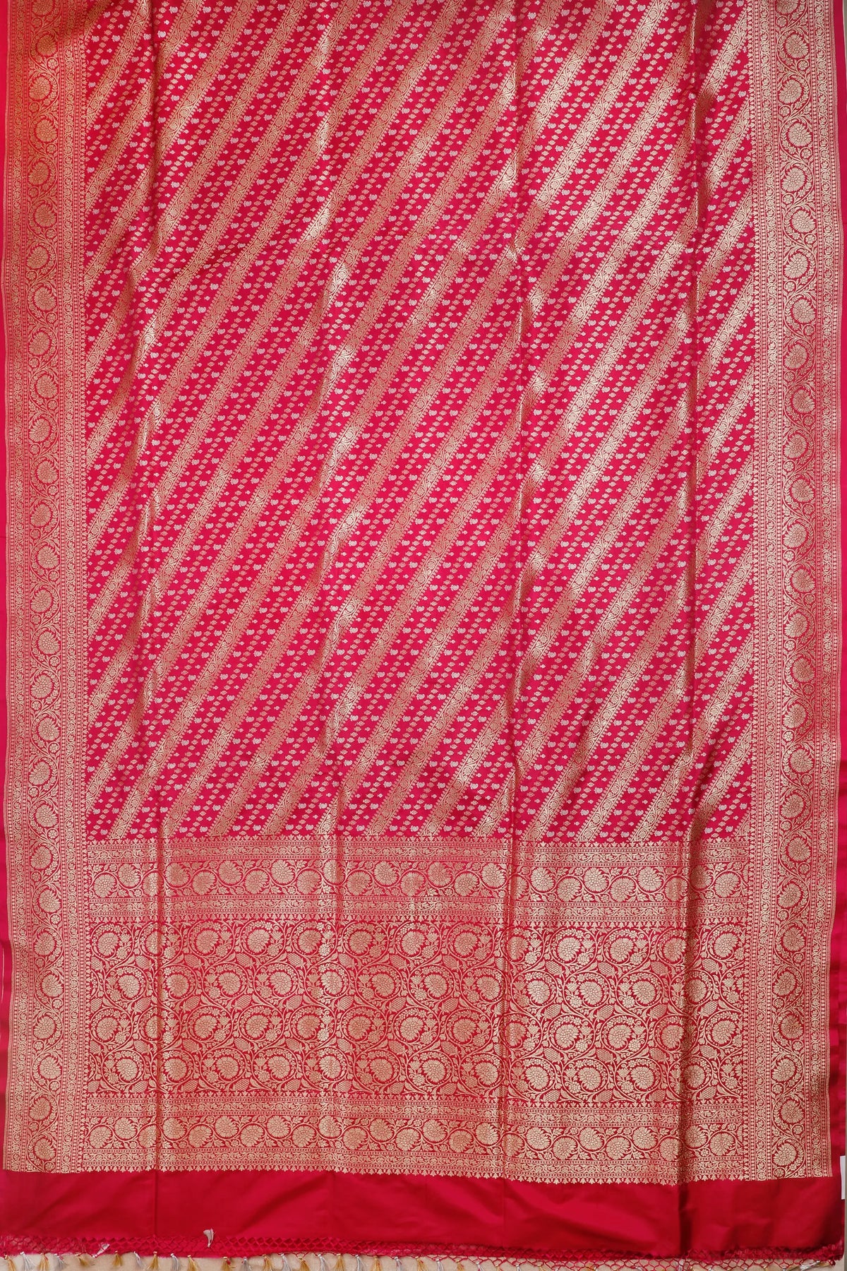 Pink Handloom Benarasi Pure Silk Saree with Lehriya Design