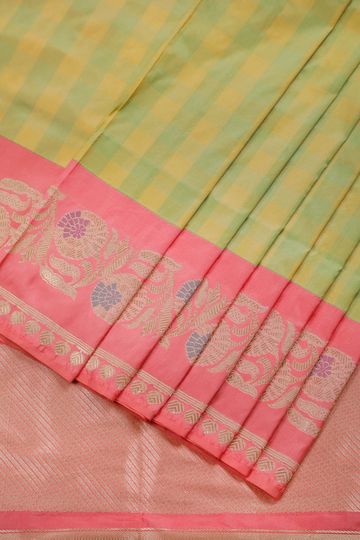 Pista Green Benarasi Katan Pure Silk Saree
